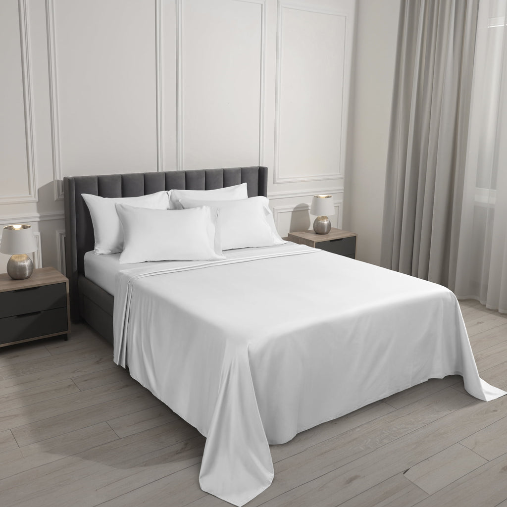 Serta 6-Piece 800 Thread Count Bright White Cotton Rich Adult Bed Sheet Set, Full - Deep Pocket