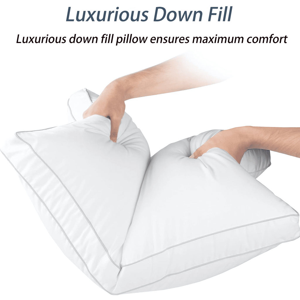 COOKEY Feathers Down Pillows Queen Size Set of 2, Hotel Quality Fluffy Bed Pillows, Soft Pillows for Sleeping, Organic Cotton Cover(20x30”, Pack of 2)