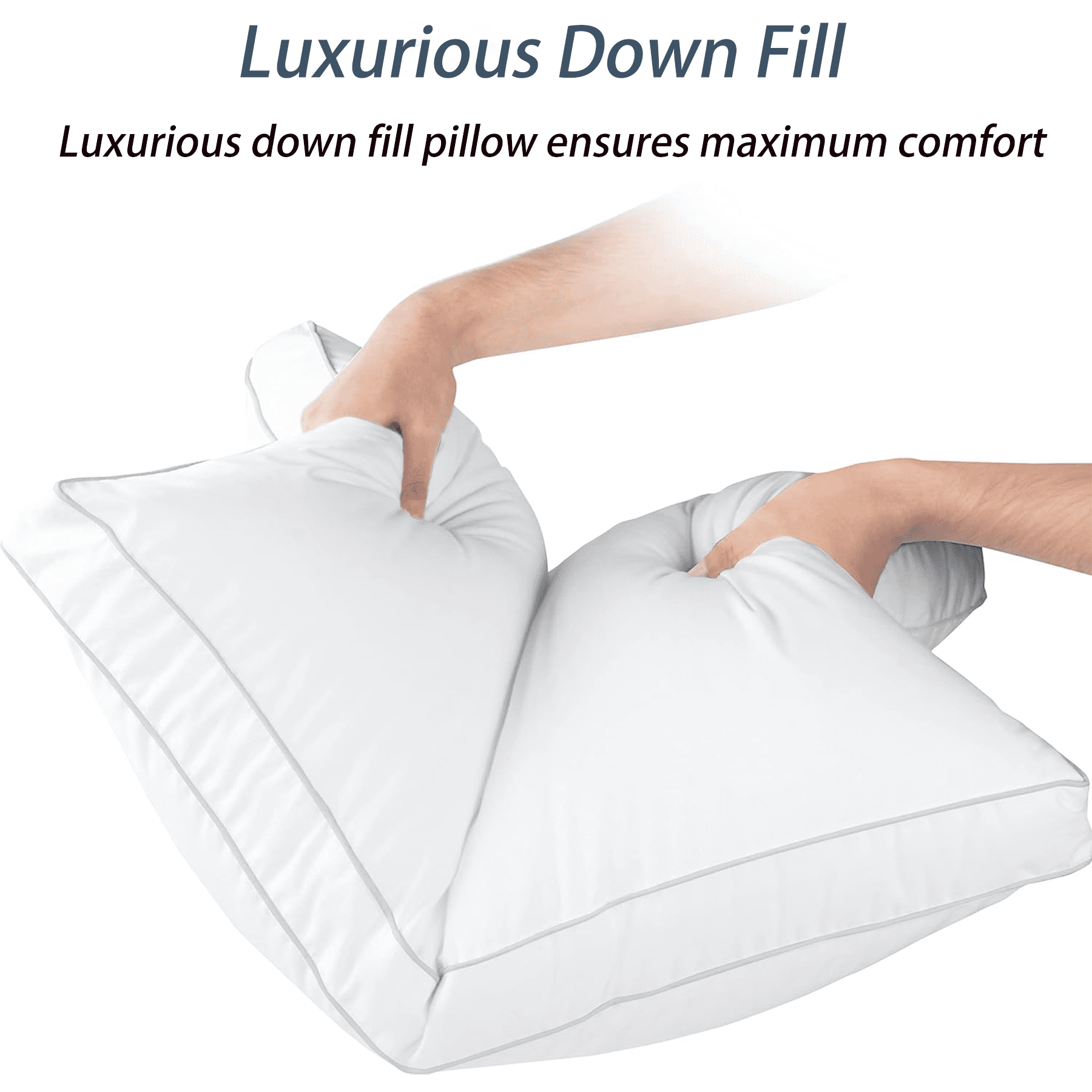 COOKEY Feathers Down Pillows Queen Size Set of 2, Hotel Quality Fluffy Bed Pillows, Soft Pillows for Sleeping, Organic Cotton Cover(20x30”, Pack of 2)