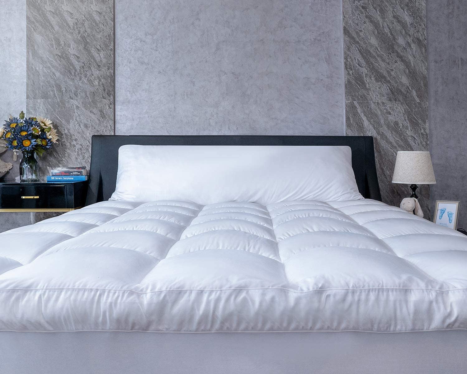 Meritlife Extra Thick Queen Mattress Topper, 400TC Cotton Pillow Top with 5D Spiral Fiber, Deep Pocket, Cooling Plush