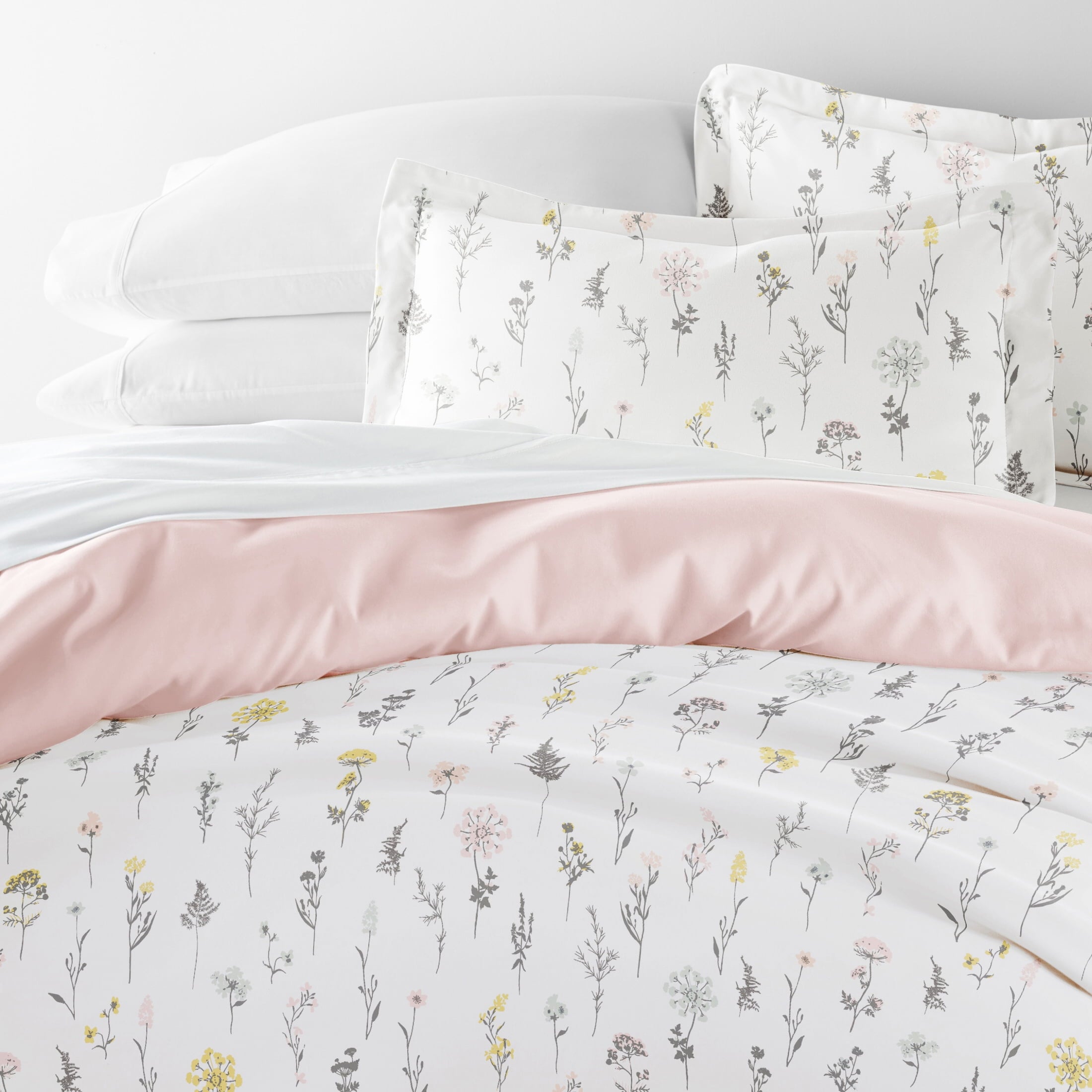 Duvet Cover Set - Ultra Soft & Breathable - Pink Farmhouse Wildflower for Twin Size Bedding by Comfort Canopy
