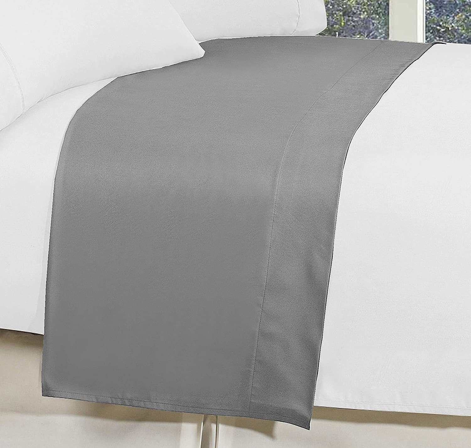 Elegant Comfort® Wrinkle-Free Flat Sheet,1500 Series, Caifornia King, Gray