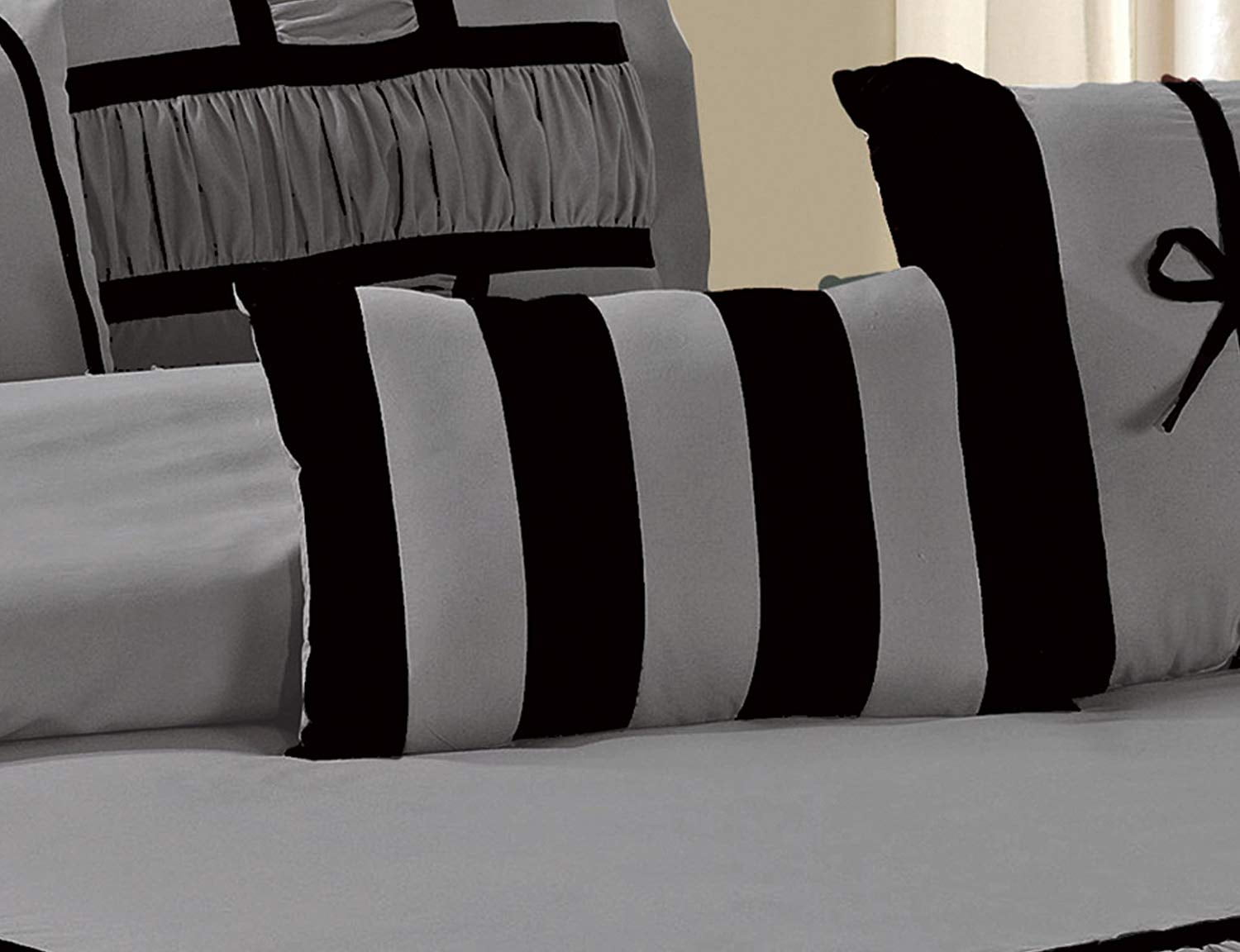 HIG Gray 7 Piece Bed in a Bag Comforter Set, Queen Bed Sets for Adults