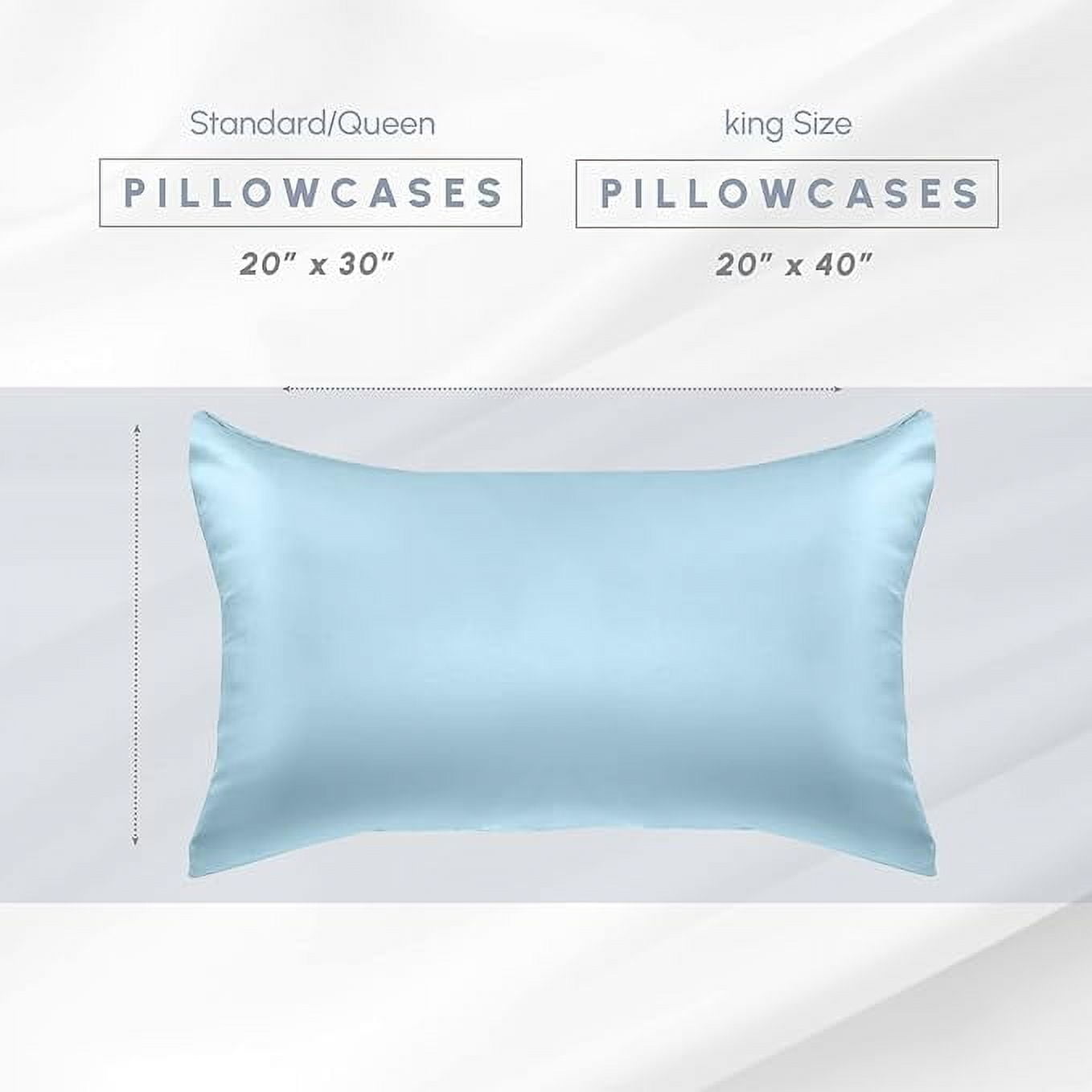 2 PACK Cooling Viscose Satin Pillowcase Set with Hidden Zipper closure, King, Baby Blue