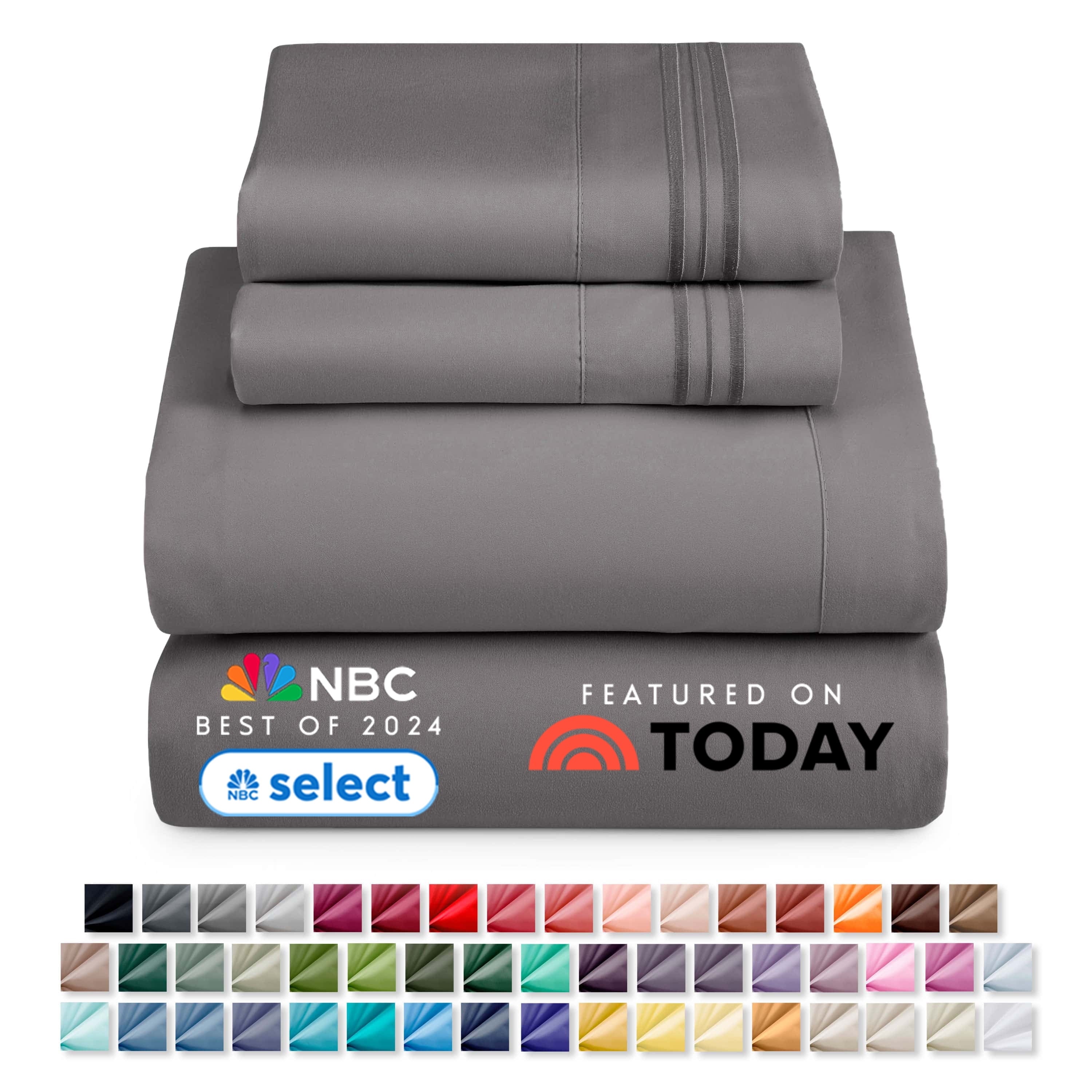 Nestl Twin XL Sheet Sets, 1800 Series Deep Pocket 3 Piece, Soft Microfiber Kids Bedding Set, hospital bed sheets twin-xl. GRAY sheets