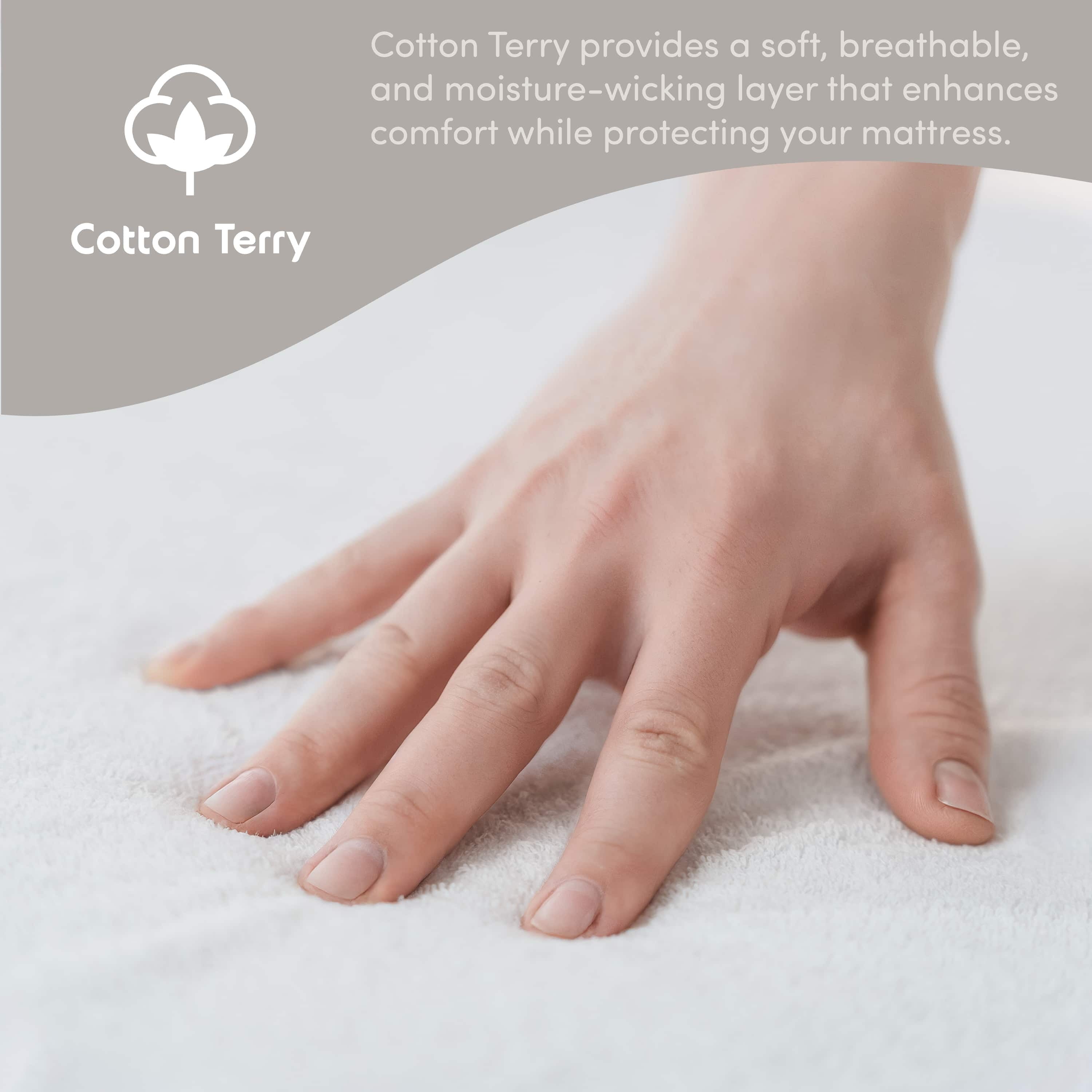 Nestl 100% Waterproof Mattress Protector Queen, Cotton Terry Bed Cover, Mattress Cover Fits Mattresses Up to 16 inch