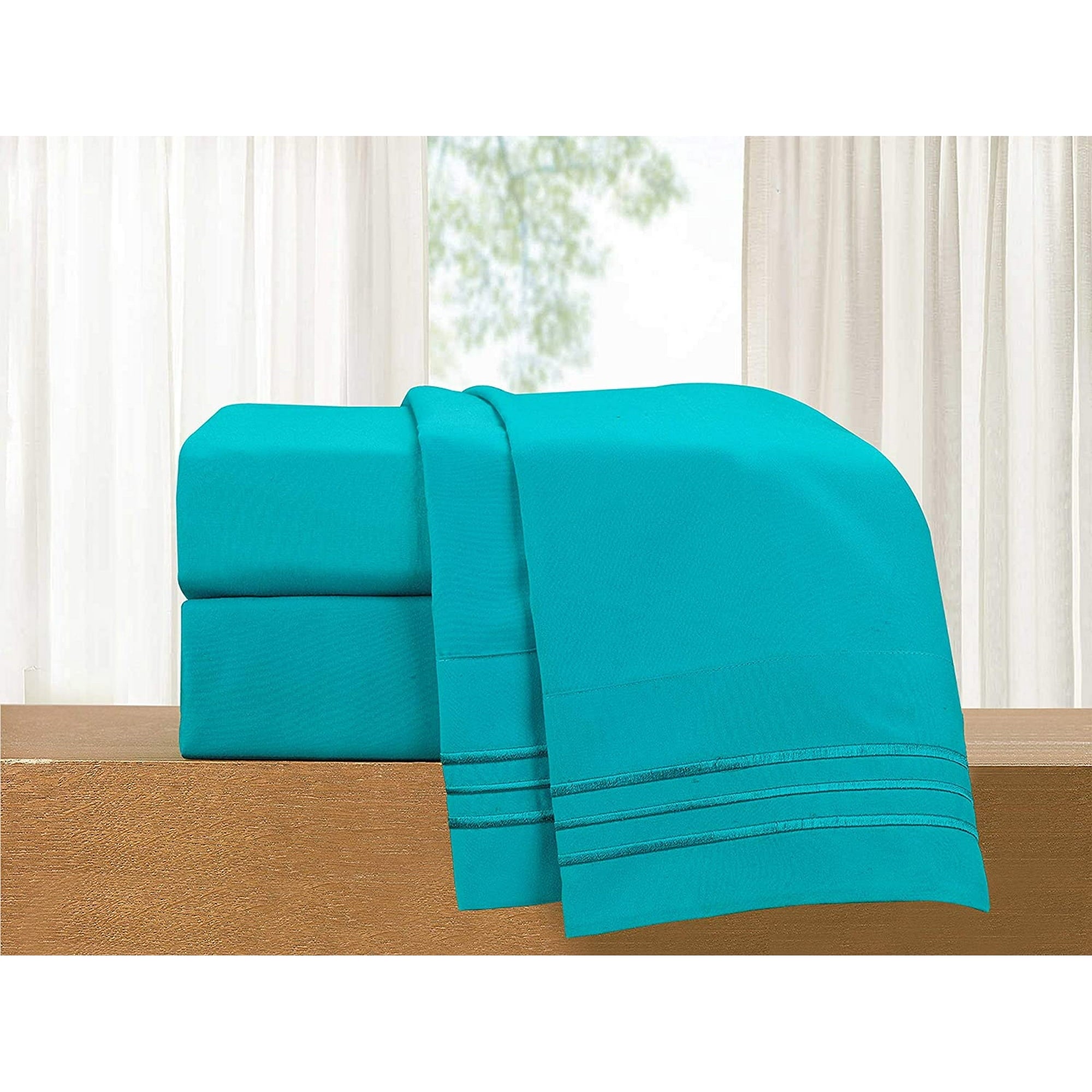 1800 Series 4-Piece Bed Sheet Set, Deep Pocket up to 16 inch - Queen Turquoise