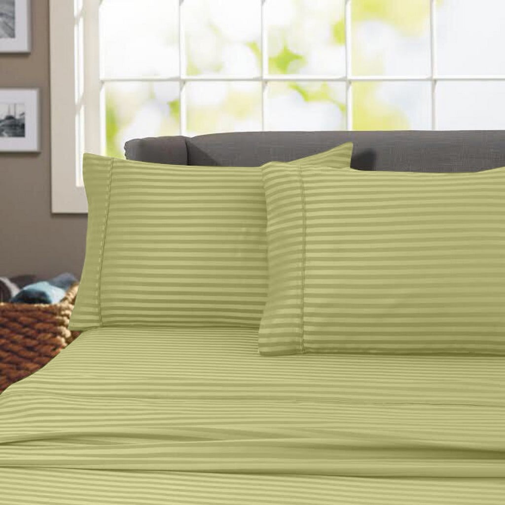 600 Thread Count 100% Cotton Wrinkle Free Striped Sheet Set (Twin XL, Teal)