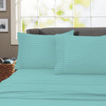 600 Thread Count 100% Cotton Wrinkle Free Striped Sheet Set (Twin XL, Teal)