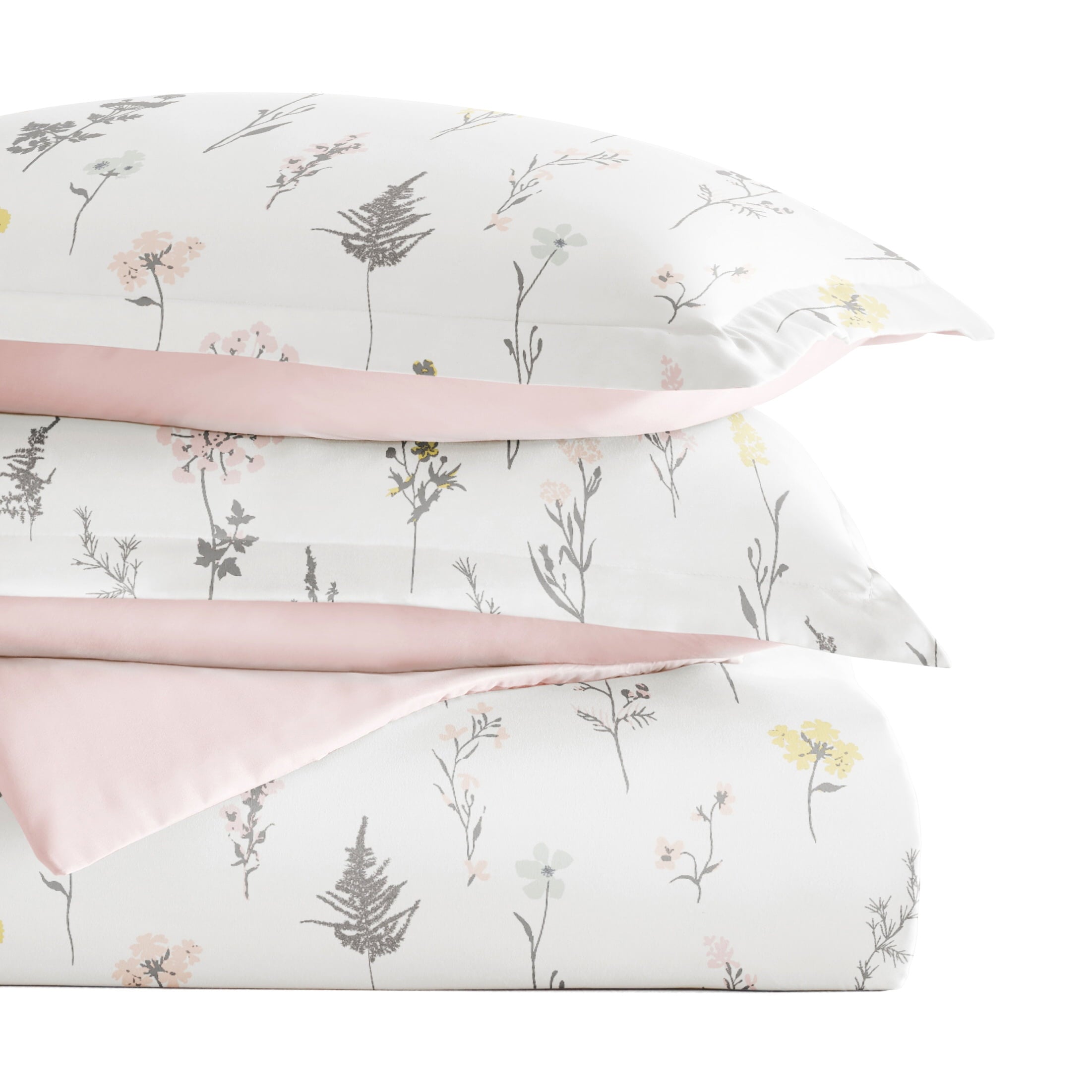 Duvet Cover Set - Ultra Soft & Breathable - Pink Farmhouse Wildflower for Twin Size Bedding by Comfort Canopy