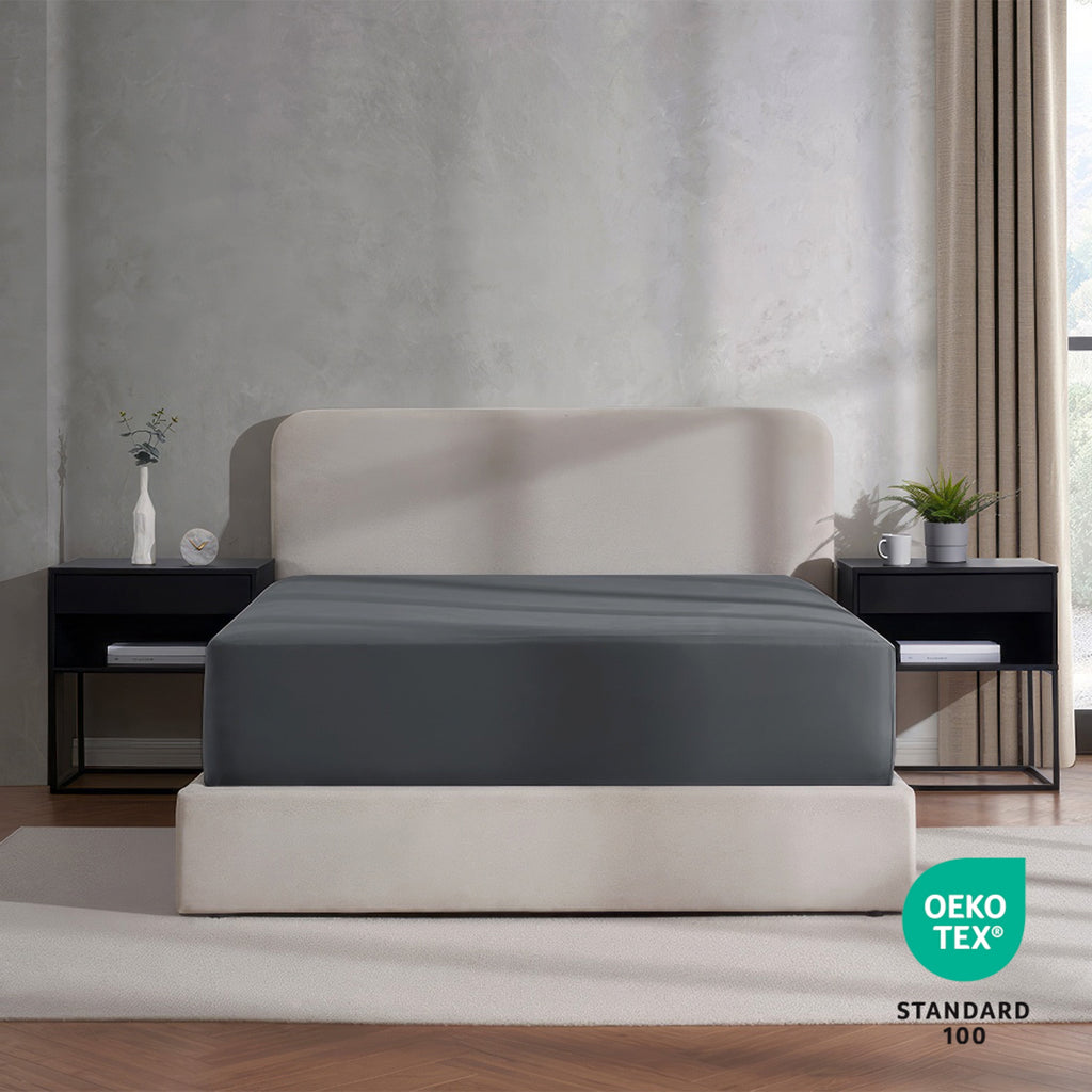 Virtu Queen Fitted sheet only, 1800 Extra deep pocket fitted sheet soft microfiber, Dark Gray