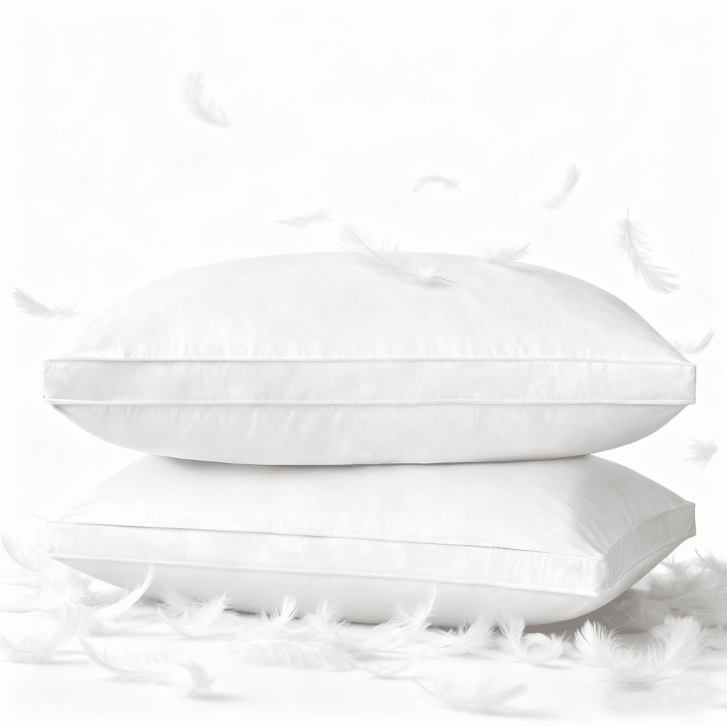 COOKEY Feathers Down Pillows Queen Size Set of 2, Hotel Quality Fluffy Bed Pillows, Soft Pillows for Sleeping, Organic Cotton Cover(20x30”, Pack of 2)