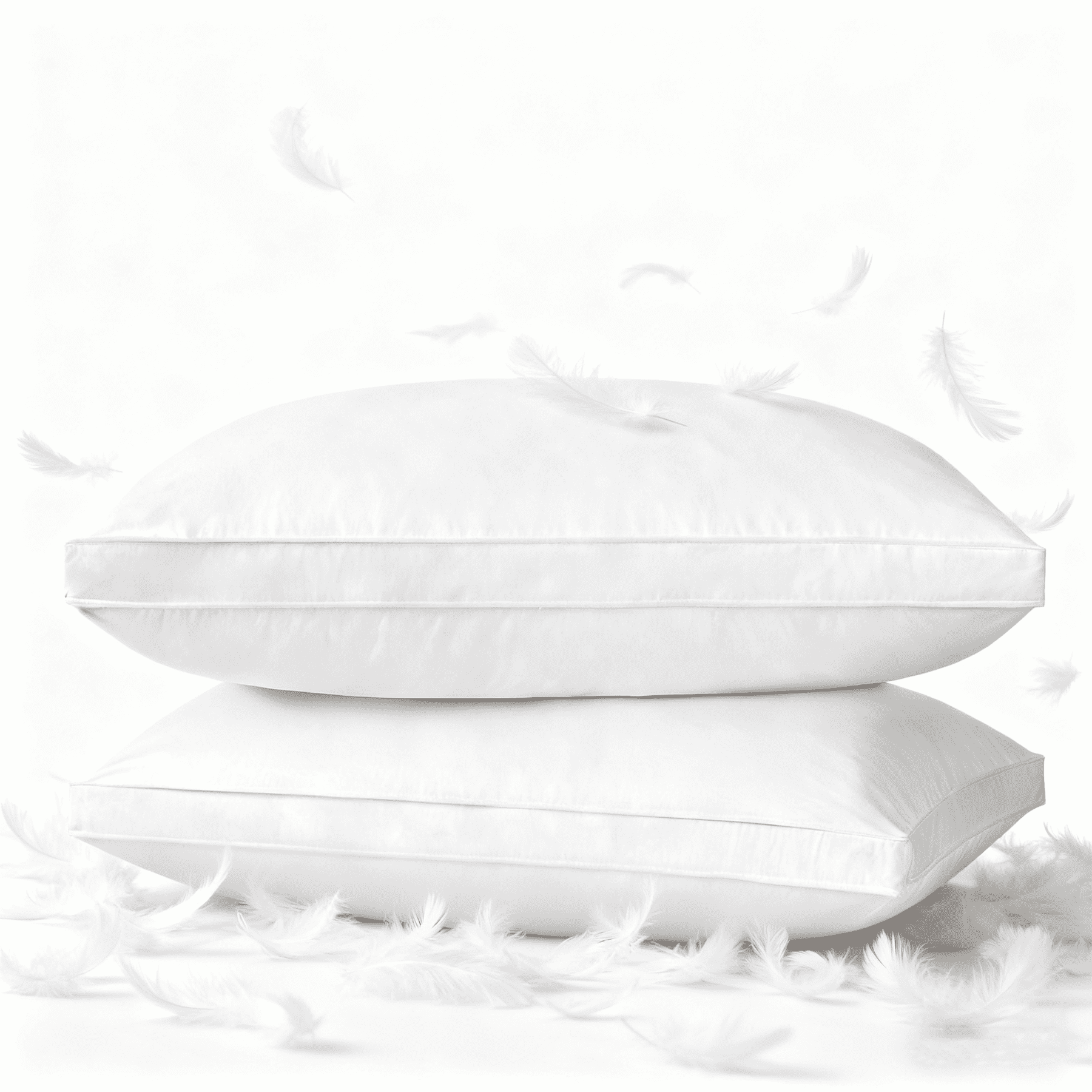 COOKEY Feathers Down Pillows Queen Size Set of 2, Hotel Quality Fluffy Bed Pillows, Soft Pillows for Sleeping, Organic Cotton Cover(20x30”, Pack of 2)