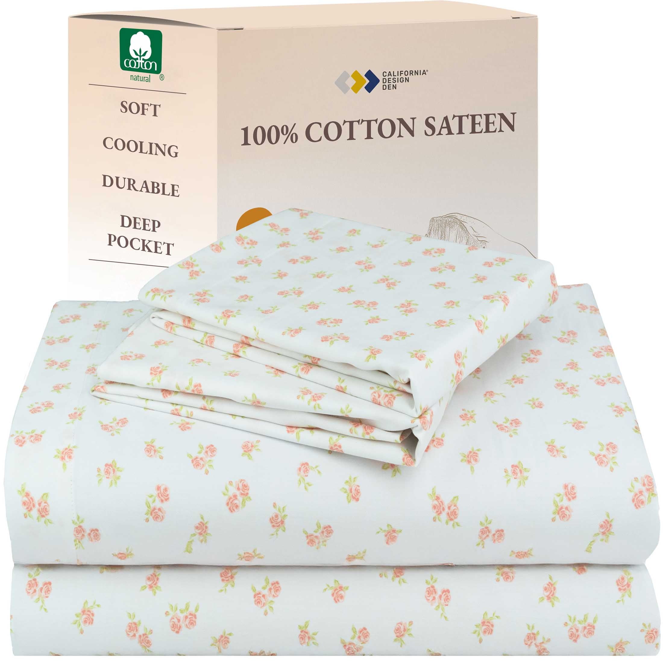 California Design Den, 100% Cotton, 3-Piece Twin Bed Sheet Set, Bright White