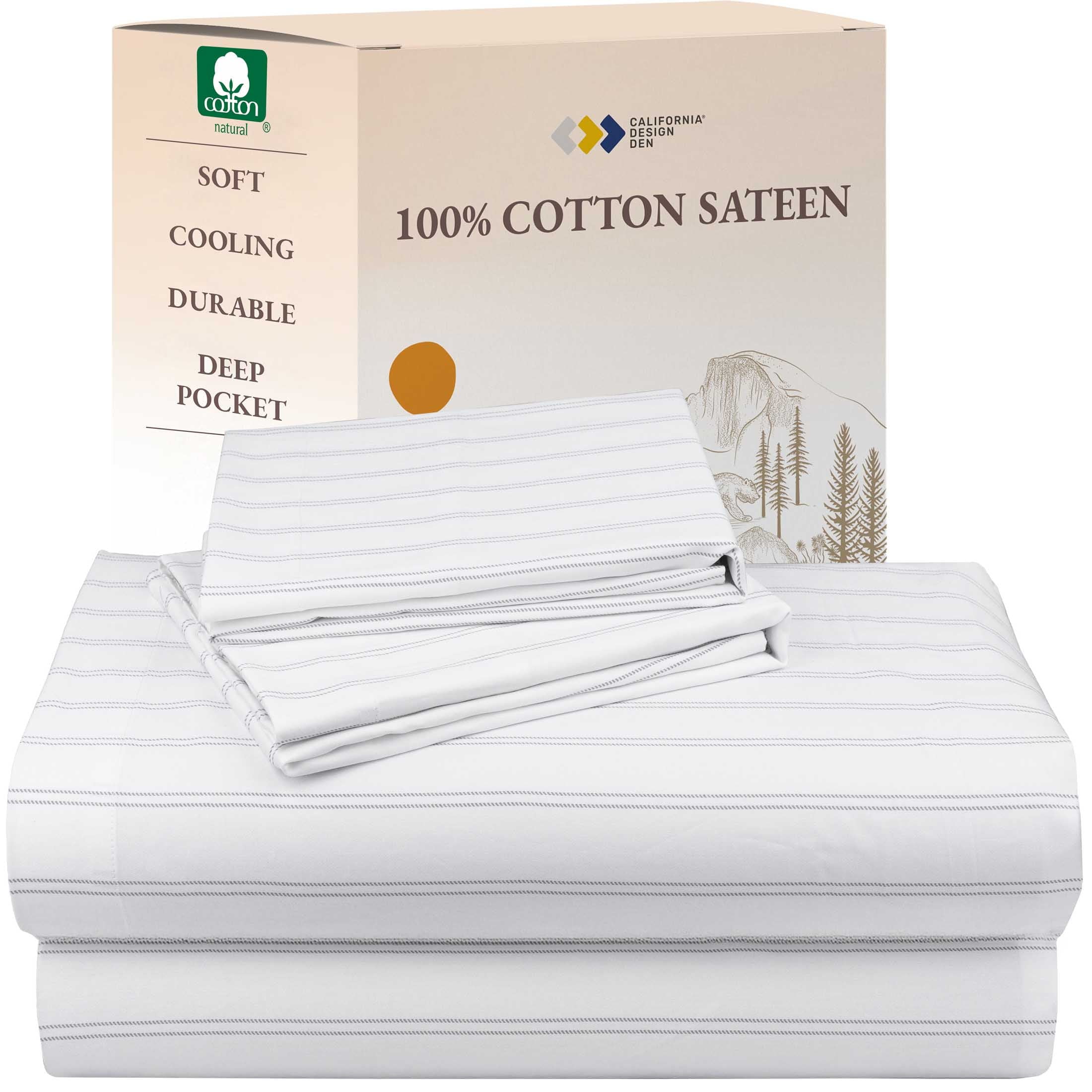 California Design Den, 100% Cotton, 3-Piece Twin Bed Sheet Set, Bright White