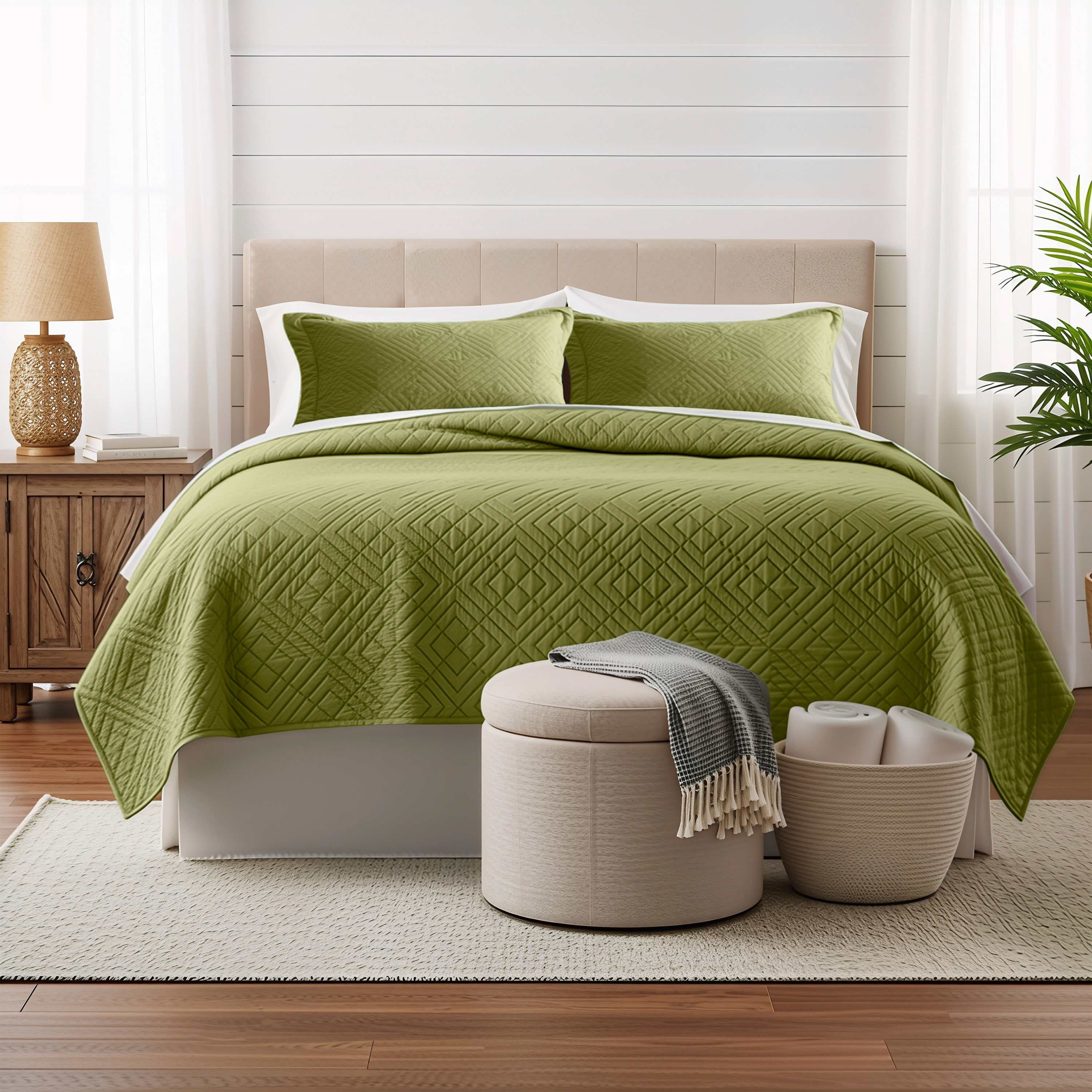 Clara Clark Quilt Sets, 5 Piece Lightweight Reversible Quilt Bedspread, Ellipse Weave Coverlet Bedding Set, Queen Gray