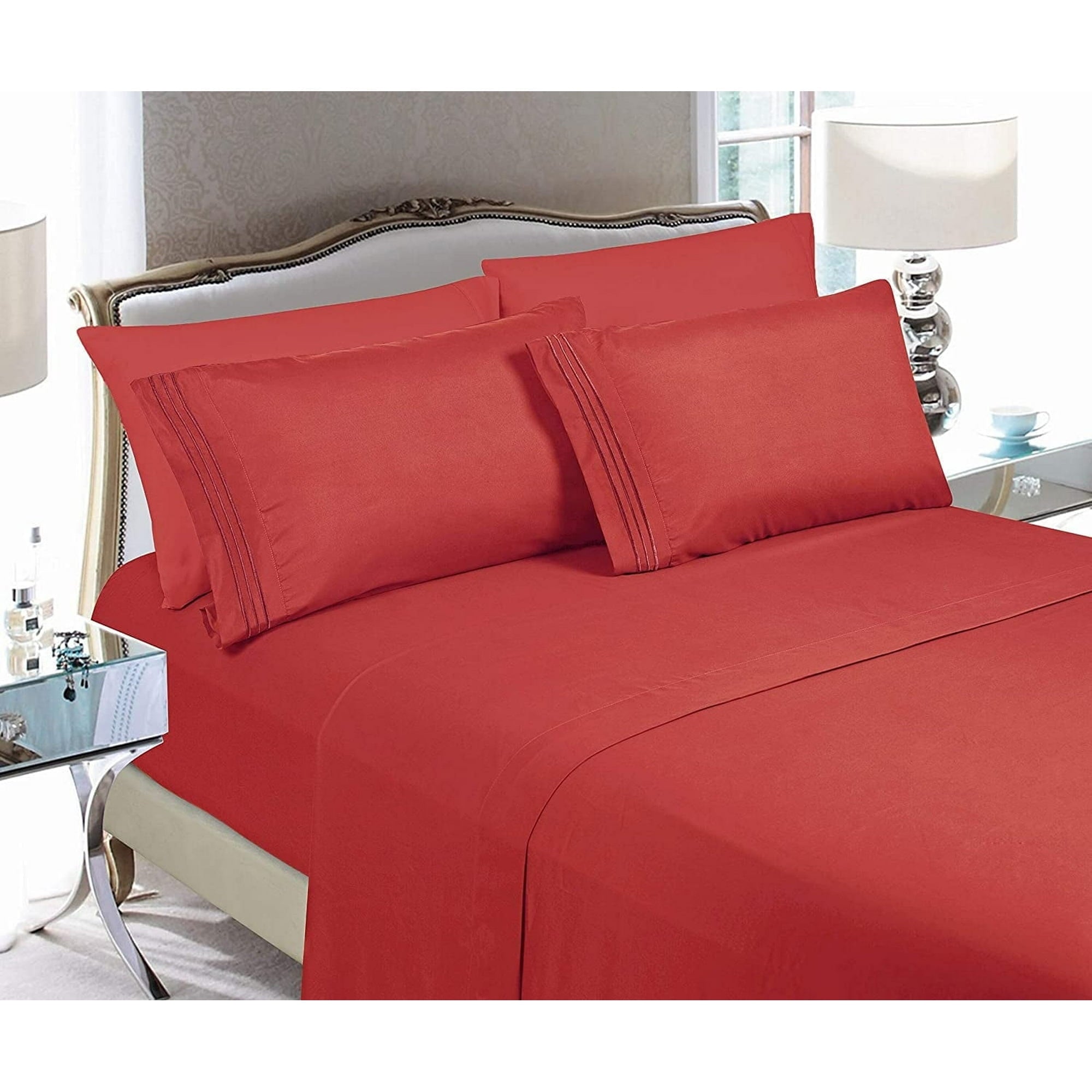 1800 Series 4-Piece Bed Sheet Set, Deep Pocket up to 16 inch - Queen Turquoise