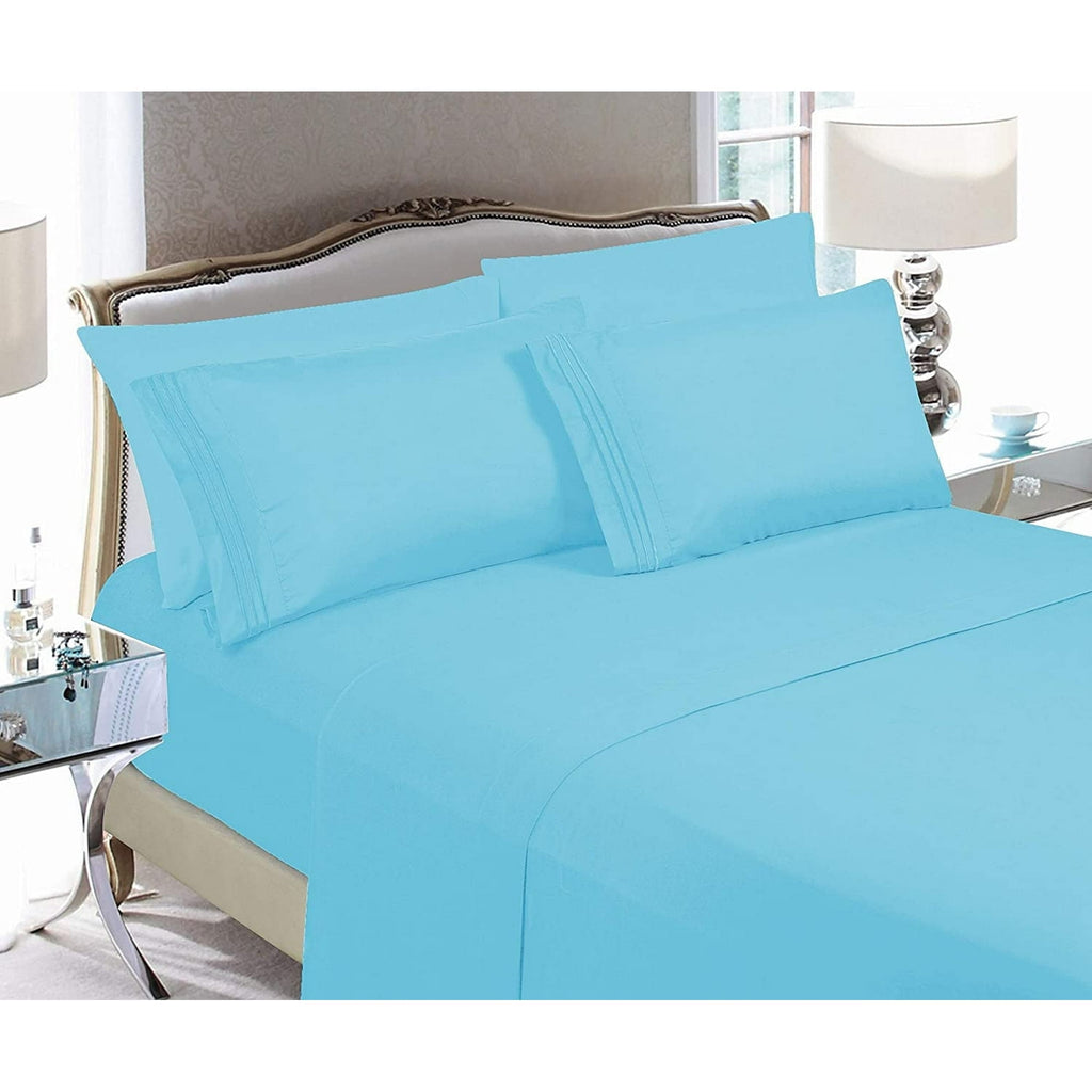 1800 Series 4-Piece Bed Sheet Set, Deep Pocket up to 16 inch - Queen Turquoise