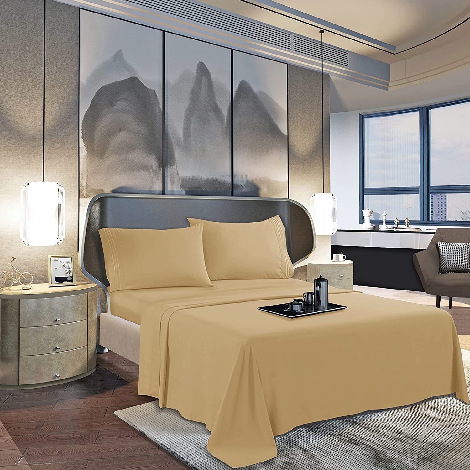 Elegant Comfort® Wrinkle-Free Flat Sheet,1500 Series, Caifornia King, Gray