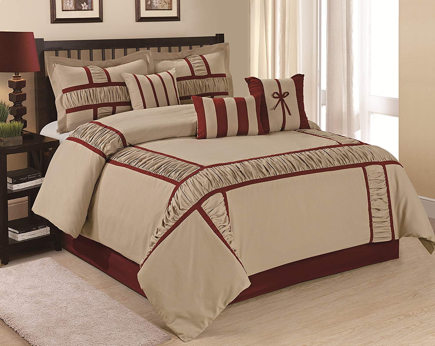 HIG Gray 7 Piece Bed in a Bag Comforter Set, Queen Bed Sets for Adults