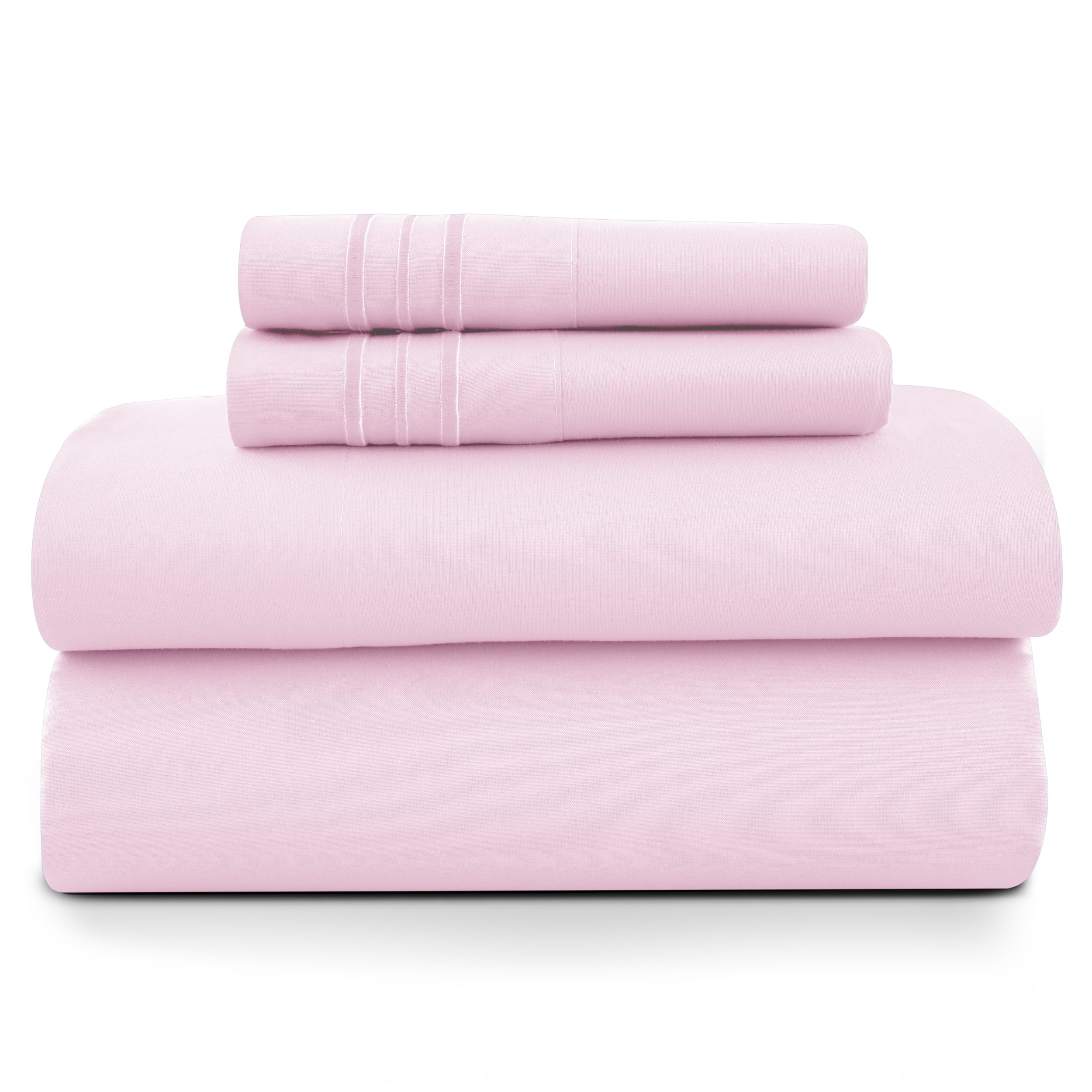 Lux Decor Queen Size Sheet Set, 4-Piece Plain Soft Microfiber – Deep Pocket Queen Bed Sheets, Includes 1 Fitted Sheet, 1 Flat Sheet, 2 Pillowcases, White