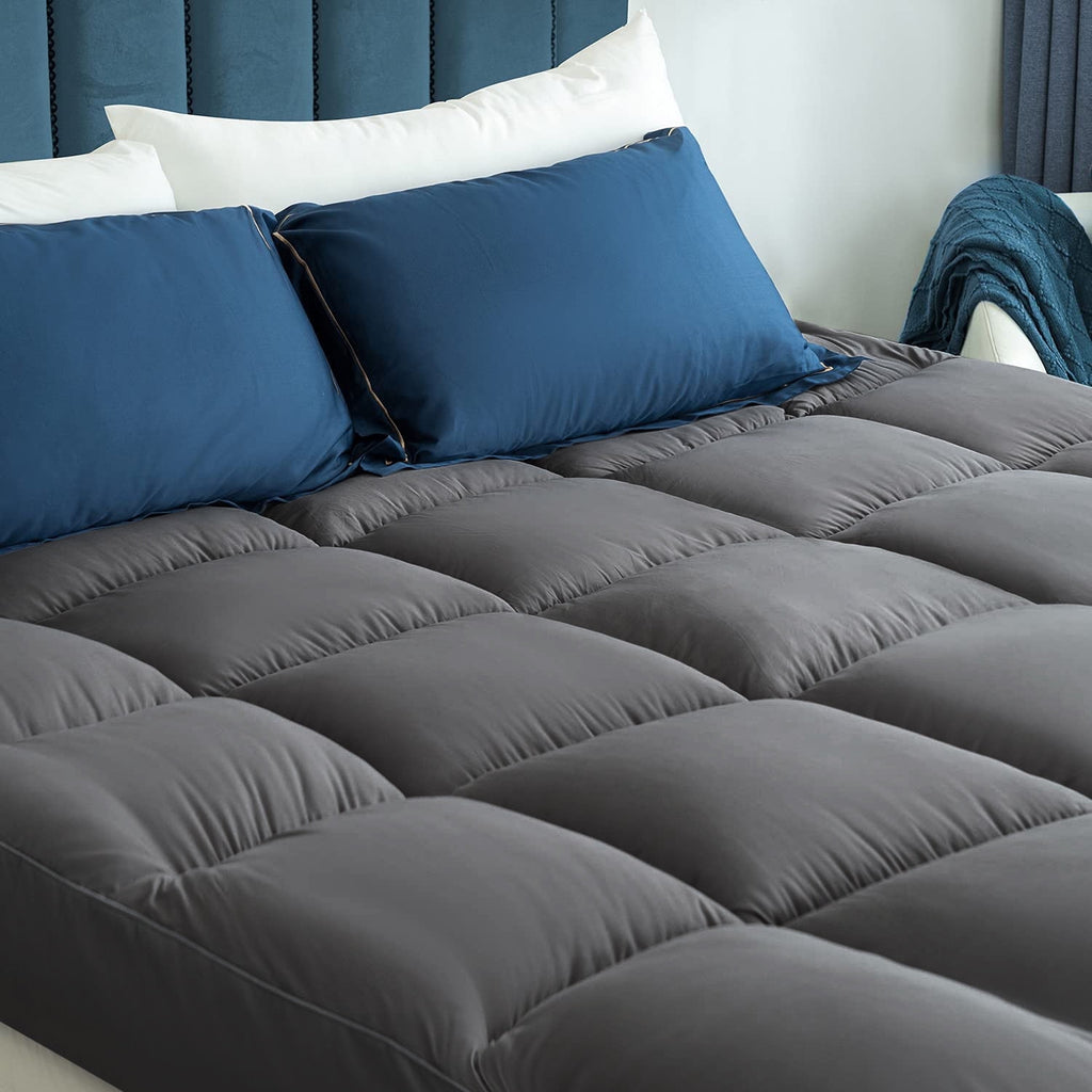 Meritlife Extra Thick Queen Mattress Topper, 400TC Cotton Pillow Top with 5D Spiral Fiber, Deep Pocket, Cooling Plush