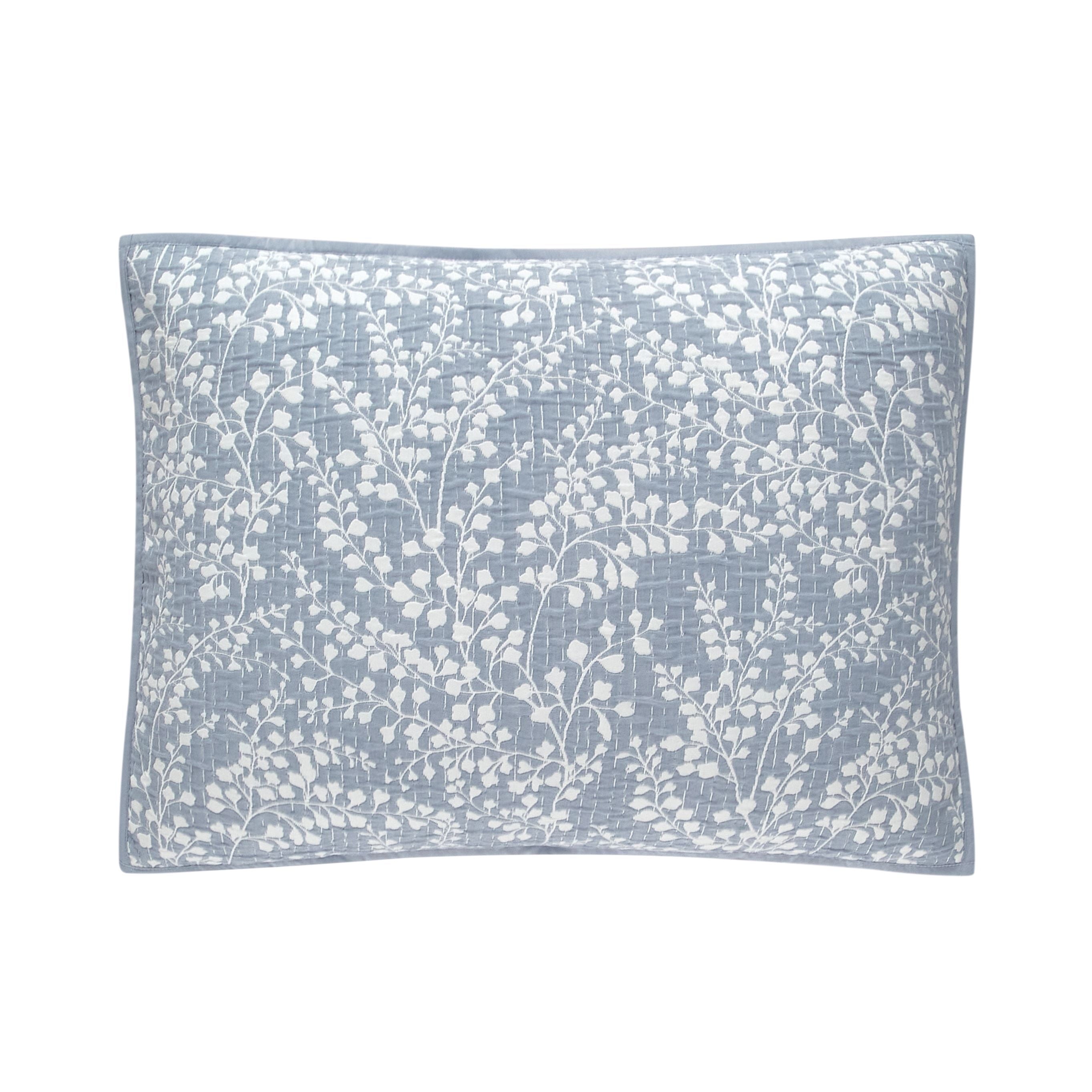 Mainstays Botanical Floral Stitched Pillow Sham, Standard, Light Grey, 1 Pack