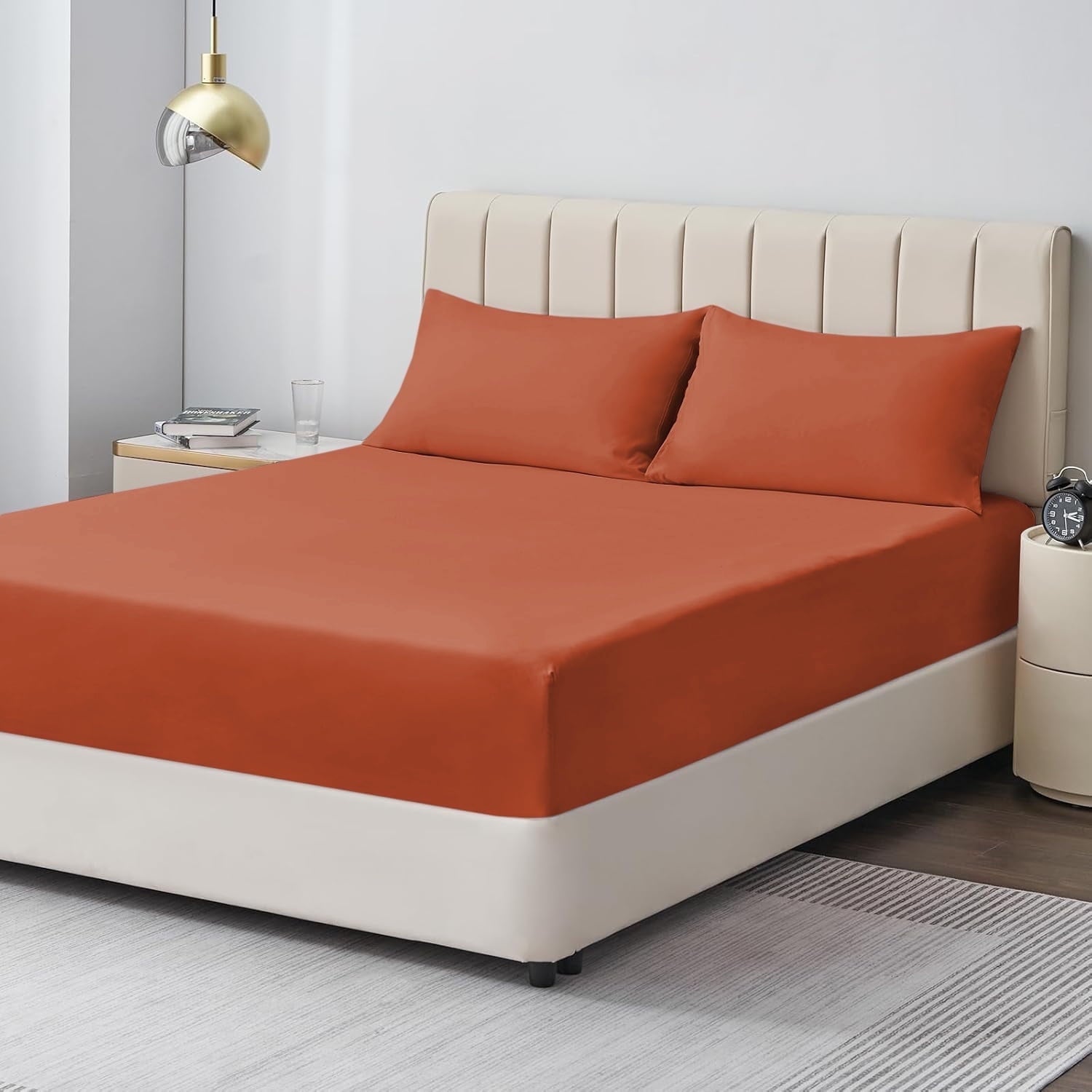 Moonlight20015 Deep Pocket Fitted Sheet – Extra Soft 1800 Series Microfiber, Full, Rust