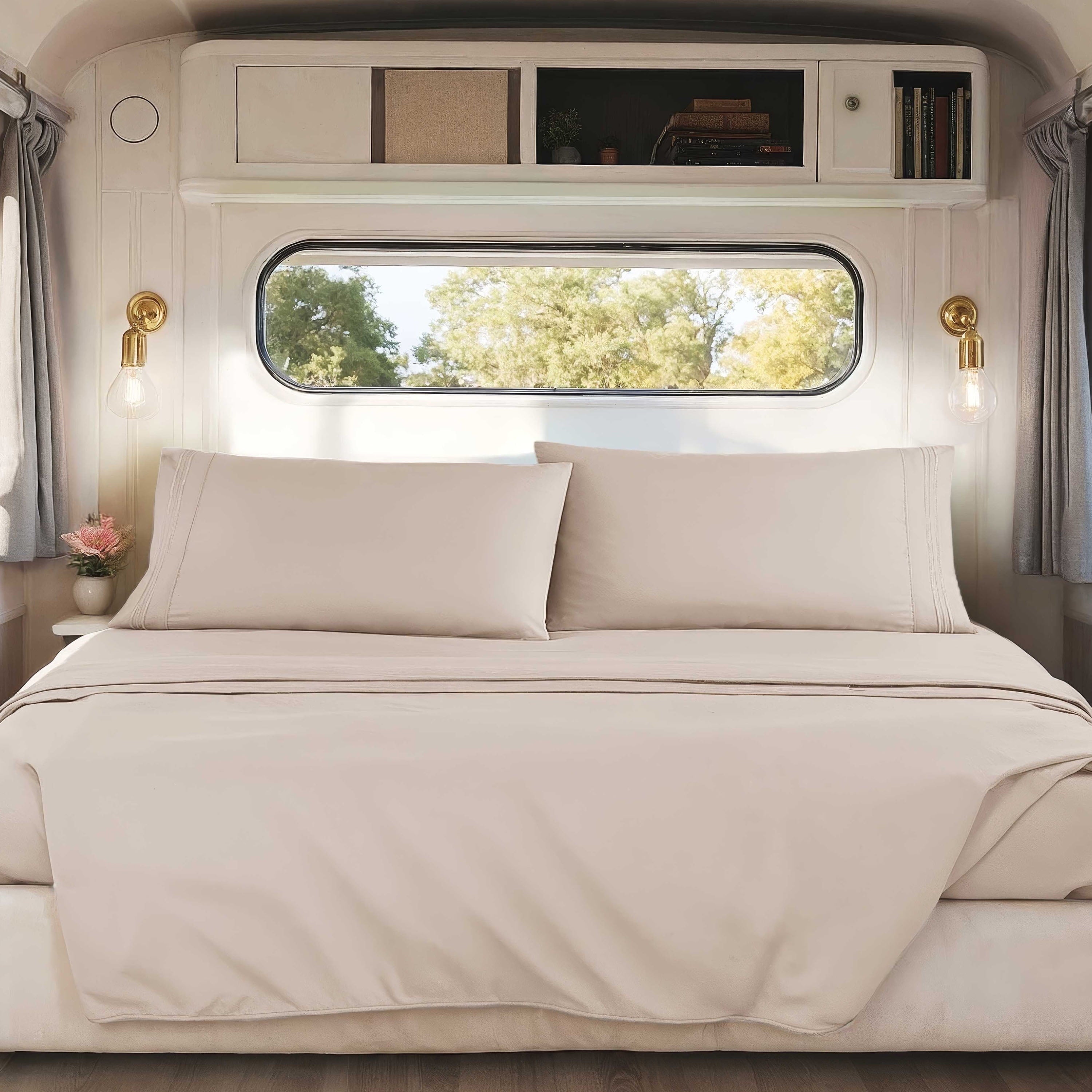 Nestl RV/Short Queen Bed Sheets Set, Bedding Sheets Set for Campers, Luxury Soft Microfiber, Stone Gray