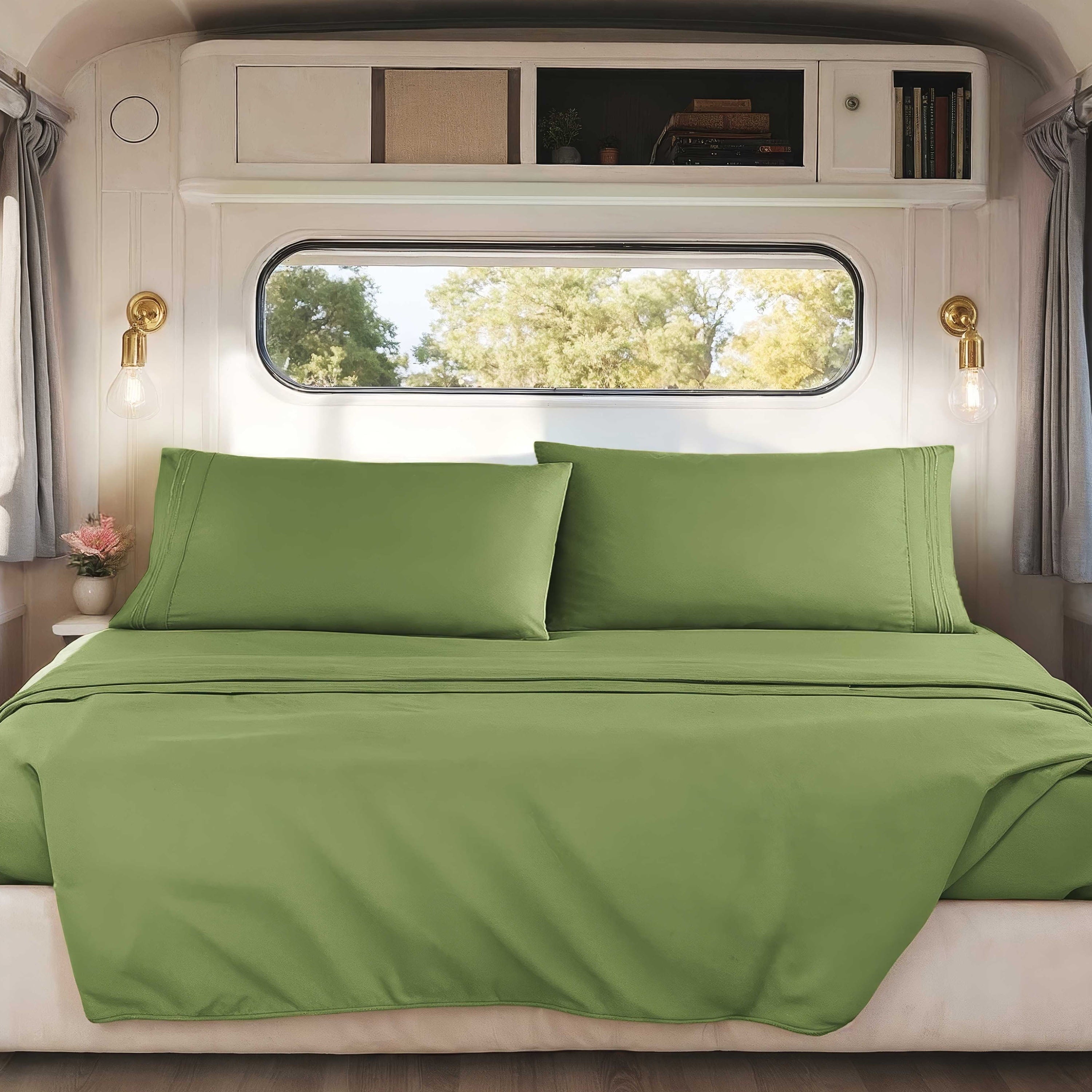 Nestl RV/Short Queen Bed Sheets Set, Bedding Sheets Set for Campers, Luxury Soft Microfiber, Stone Gray