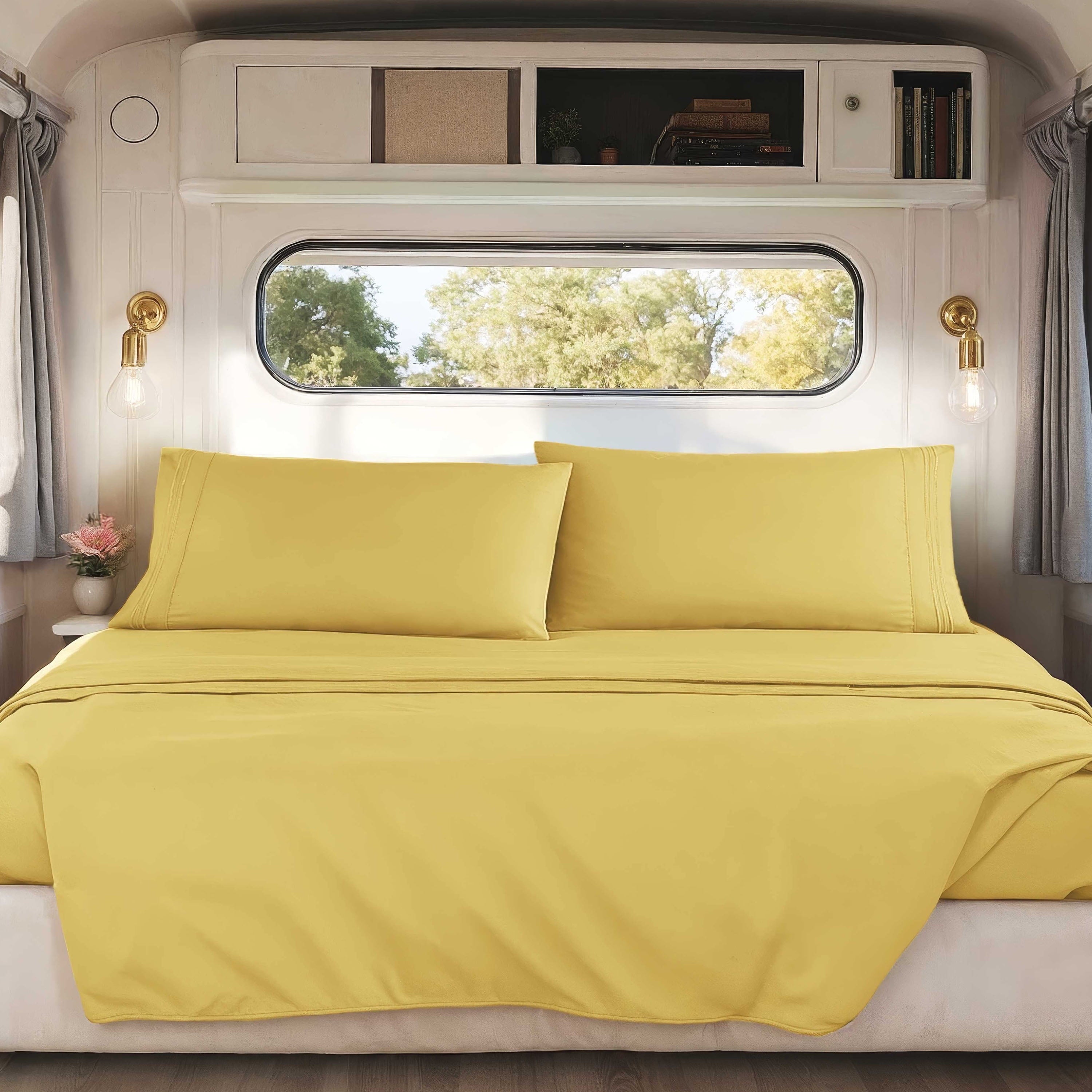 Nestl RV/Short Queen Bed Sheets Set, Bedding Sheets Set for Campers, Luxury Soft Microfiber, Stone Gray