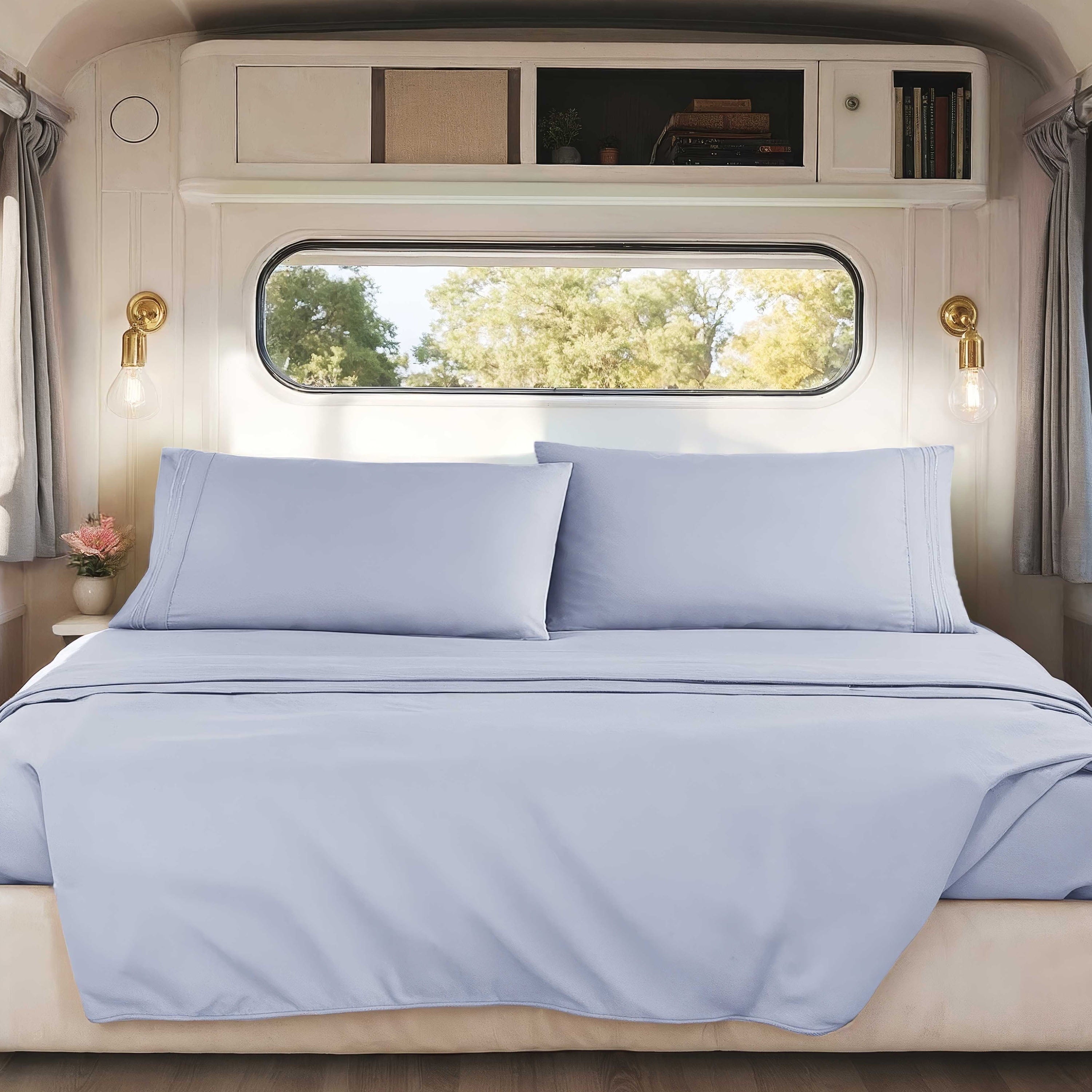 Nestl RV/Short Queen Bed Sheets Set, Bedding Sheets Set for Campers, Luxury Soft Microfiber, Stone Gray