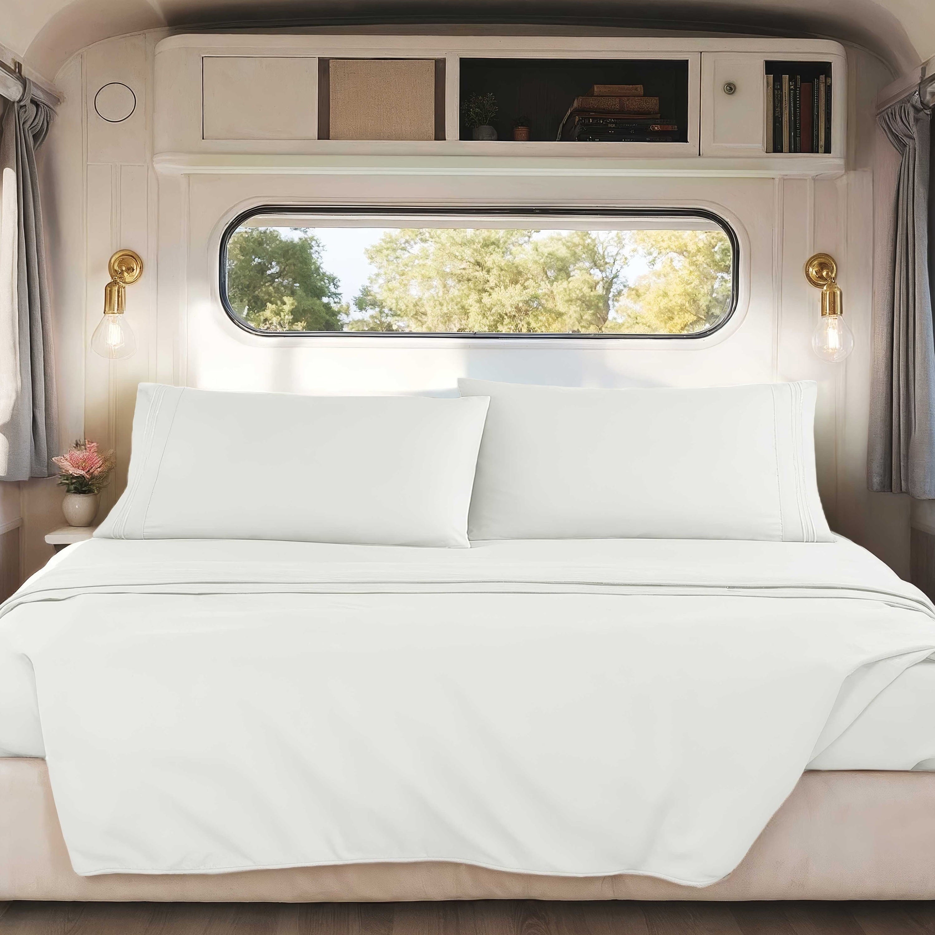 Nestl RV/Short Queen Bed Sheets Set, Bedding Sheets Set for Campers, Luxury Soft Microfiber, Stone Gray