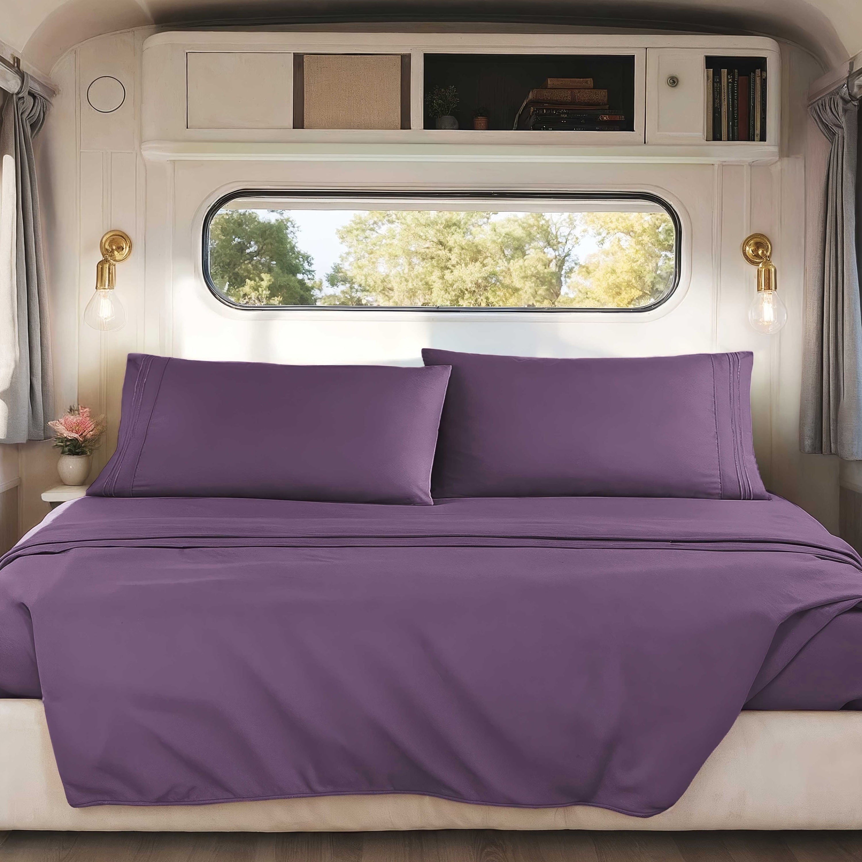 Nestl RV/Short Queen Bed Sheets Set, Bedding Sheets Set for Campers, Luxury Soft Microfiber, Stone Gray