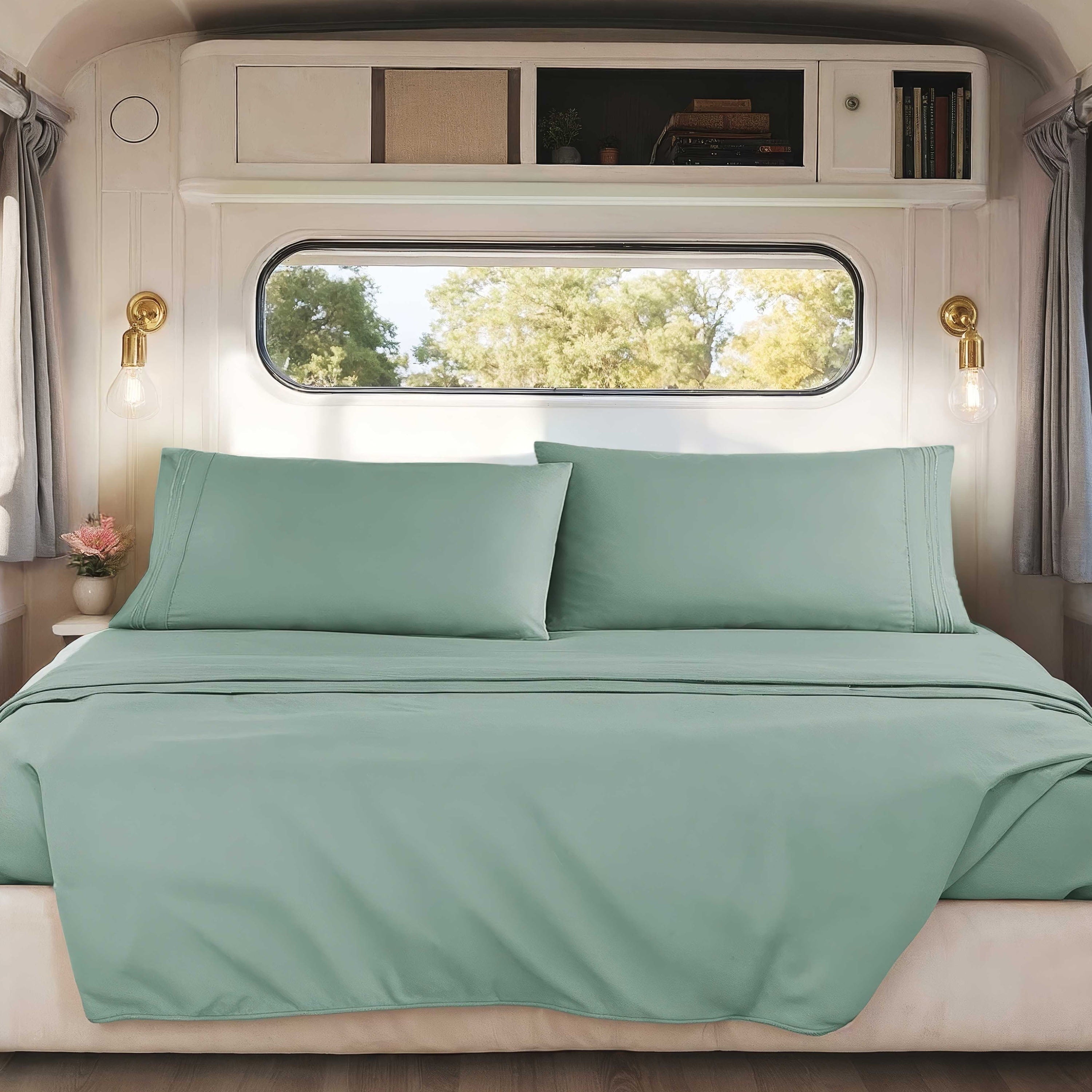 Nestl RV/Short Queen Bed Sheets Set, Bedding Sheets Set for Campers, Luxury Soft Microfiber, Stone Gray