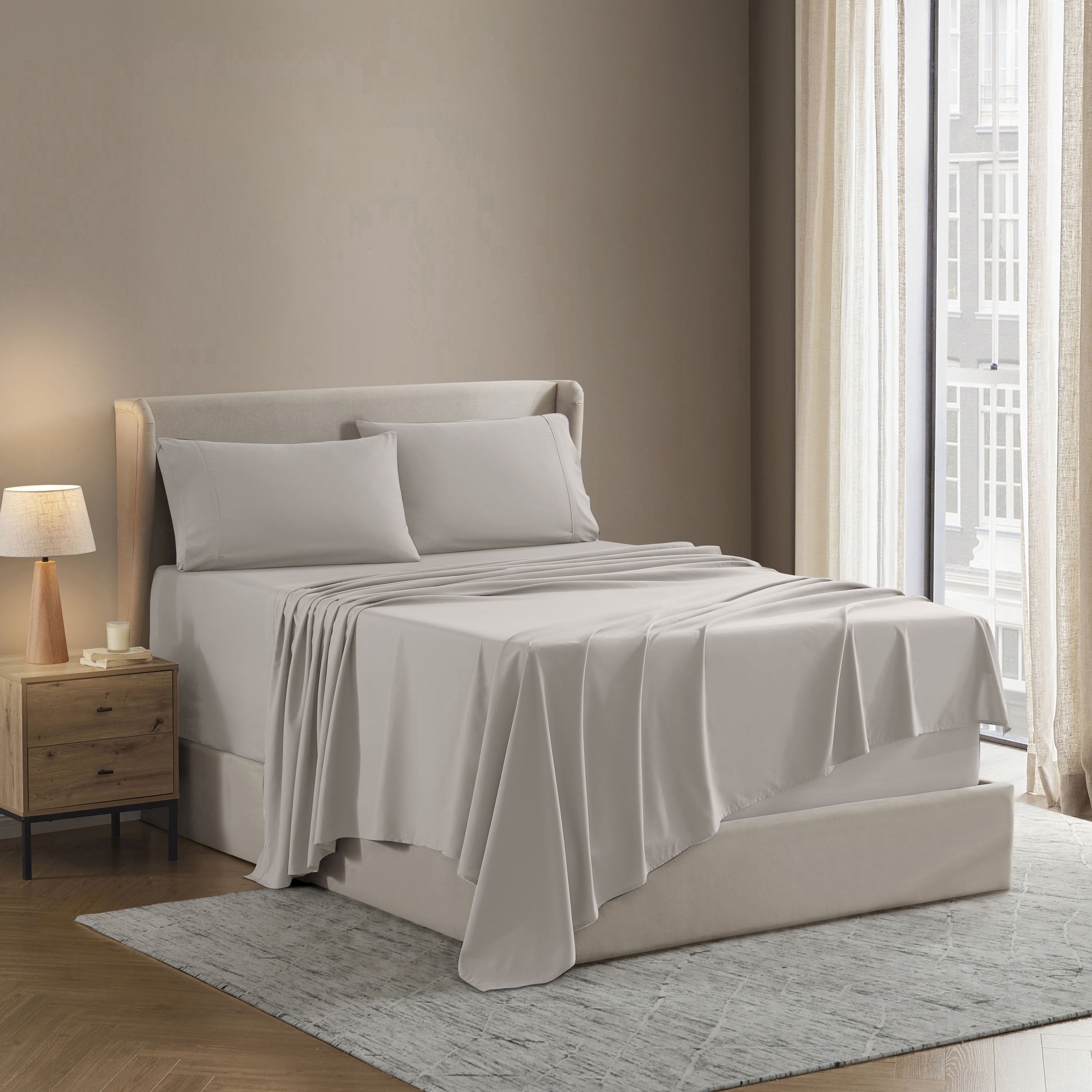 Nestl Twin XL Sheet Sets, 1800 Series Deep Pocket 3 Piece, Soft Microfiber Kids Bedding Set, hospital bed sheets twin-xl. GRAY sheets