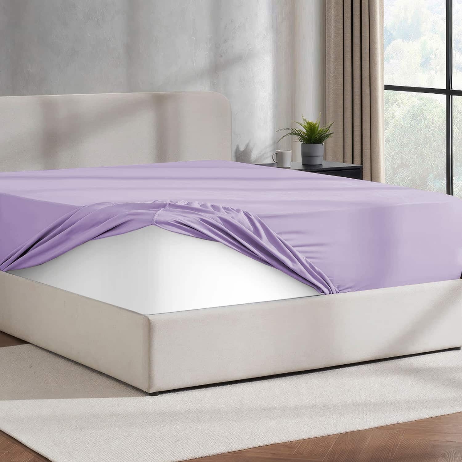 Virtu Queen Fitted sheet only, 1800 Extra deep pocket fitted sheet soft microfiber, Dark Gray