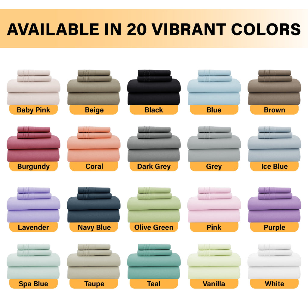 Lux Decor Queen Size Sheet Set, 4-Piece Plain Soft Microfiber – Deep Pocket Queen Bed Sheets, Includes 1 Fitted Sheet, 1 Flat Sheet, 2 Pillowcases, White