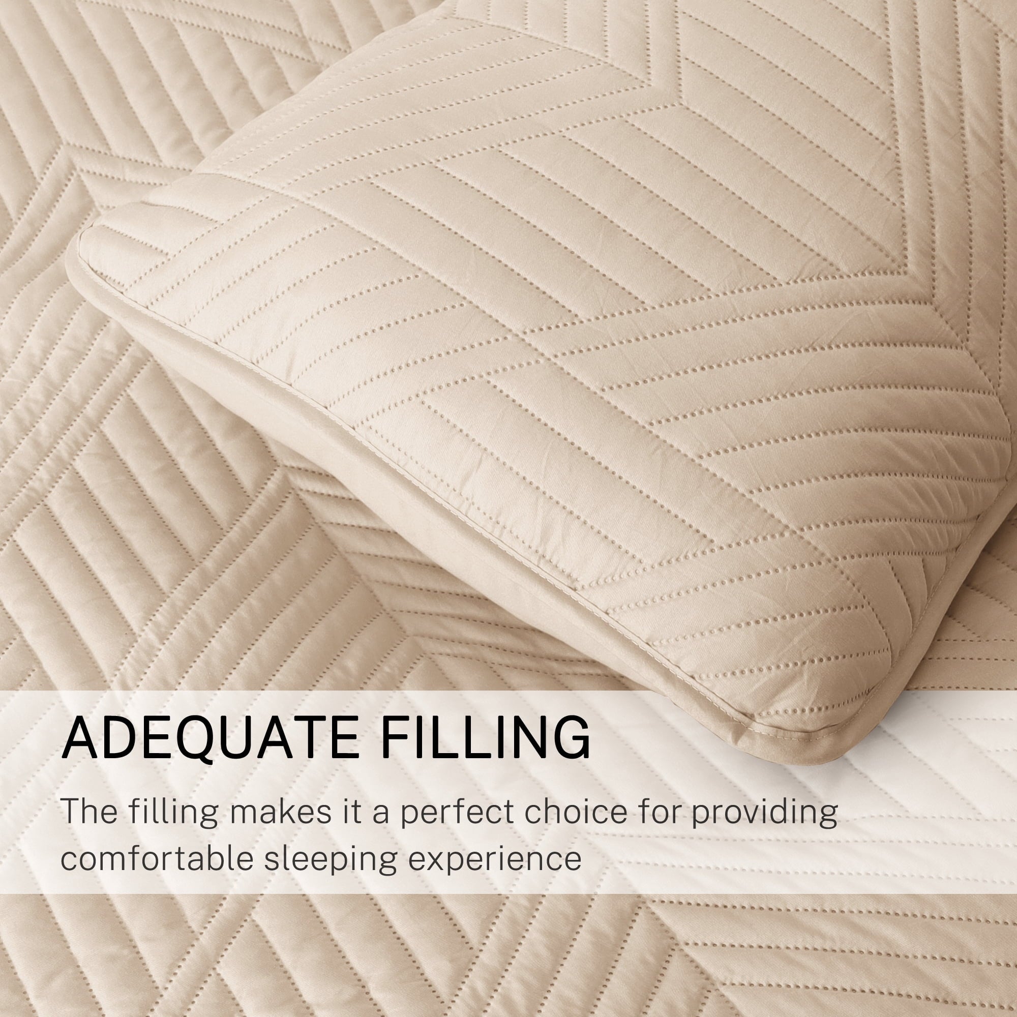 Exclusivo Mezcla Ultrasonic Full Queen Quilt Bedding Set, Lightweight Brich Beige Bedspreads Soft Modern Geometric Coverlet Set for All Seasons (1 Quilt and 2 Pillow Shams)