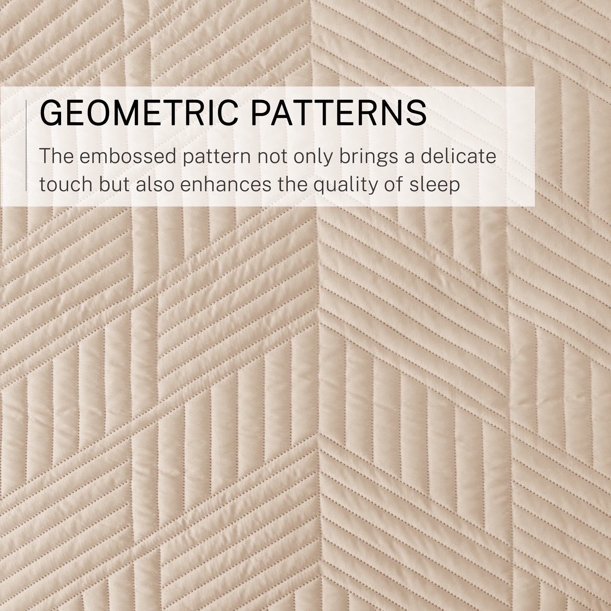 Exclusivo Mezcla Ultrasonic Full Queen Quilt Bedding Set, Lightweight Brich Beige Bedspreads Soft Modern Geometric Coverlet Set for All Seasons (1 Quilt and 2 Pillow Shams)