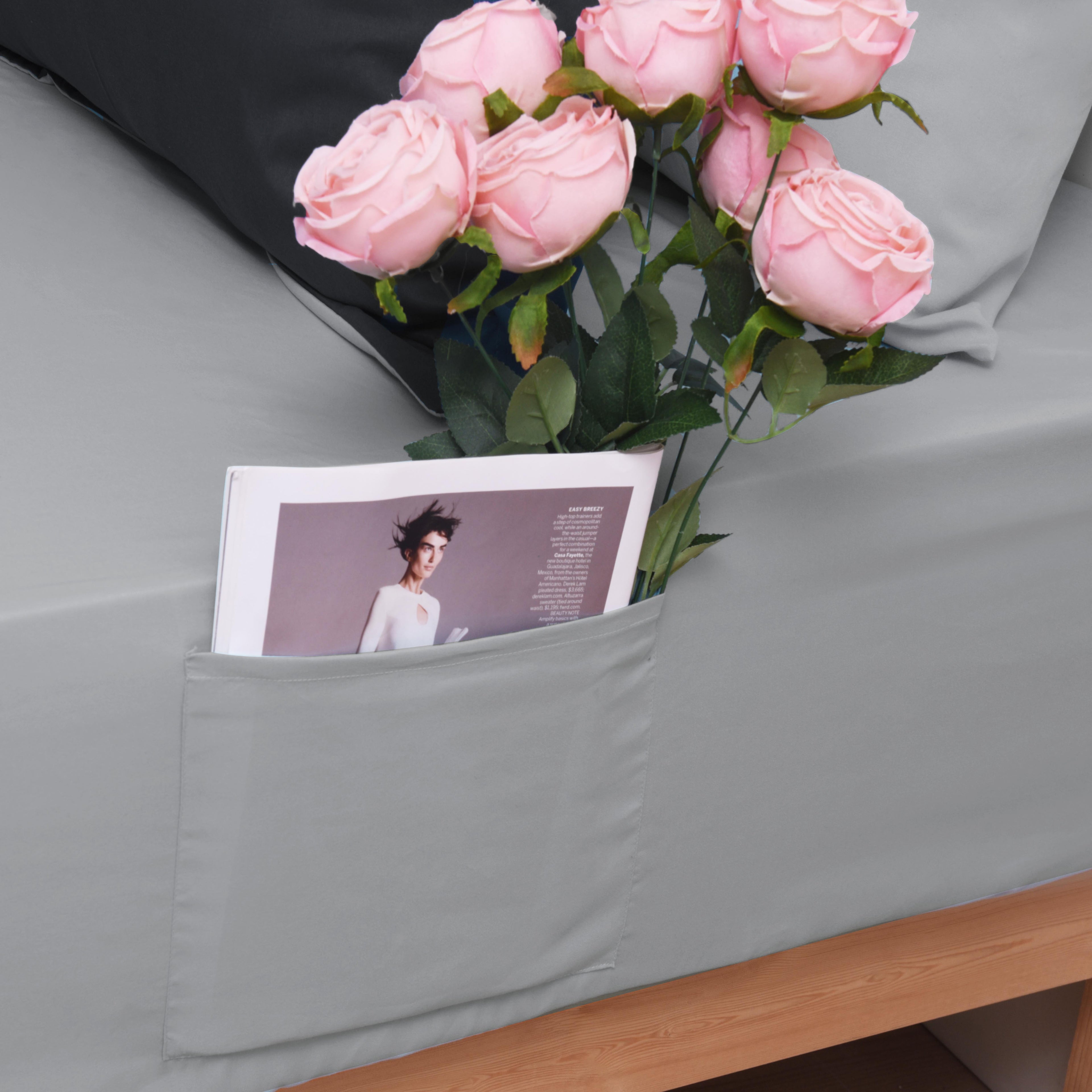 HIG Twin XL 5 Pieces Comforter Set, Gray Reversible and Lightweight Bed in a Bag with 1 Comforter, 1 Flat Sheet, 1 Fitted Sheet, 2 Pillowcases, All Season Bedding Set for Dorm Bedroom