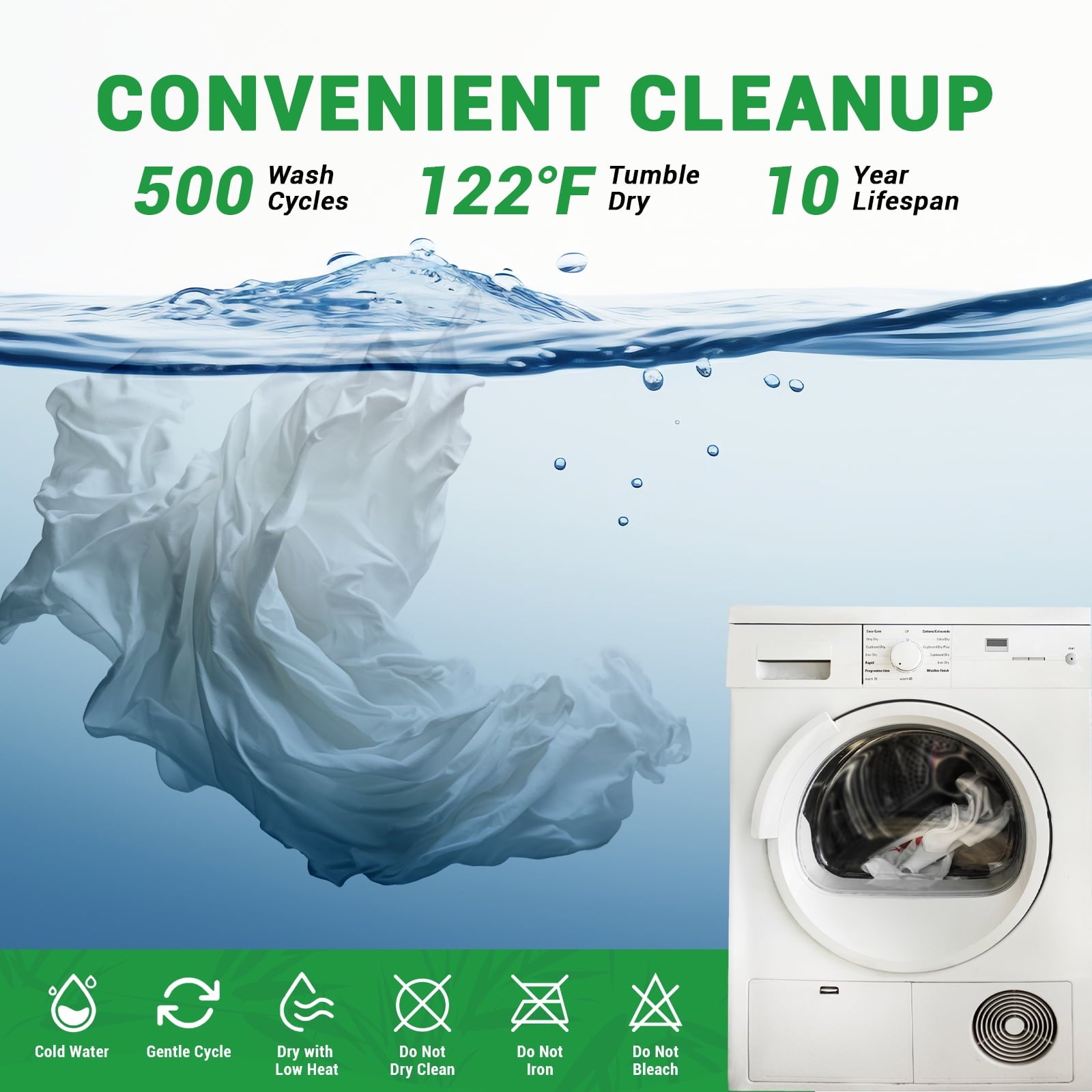 Gogreen Waterproof Mattress Protector Queen Size, Breathable Cooling Bed Mattress Cover with Deep Pocket Plastic Mattress Protector Fitted 6"-16" (Bamboo Terry, Queen 60"x80")