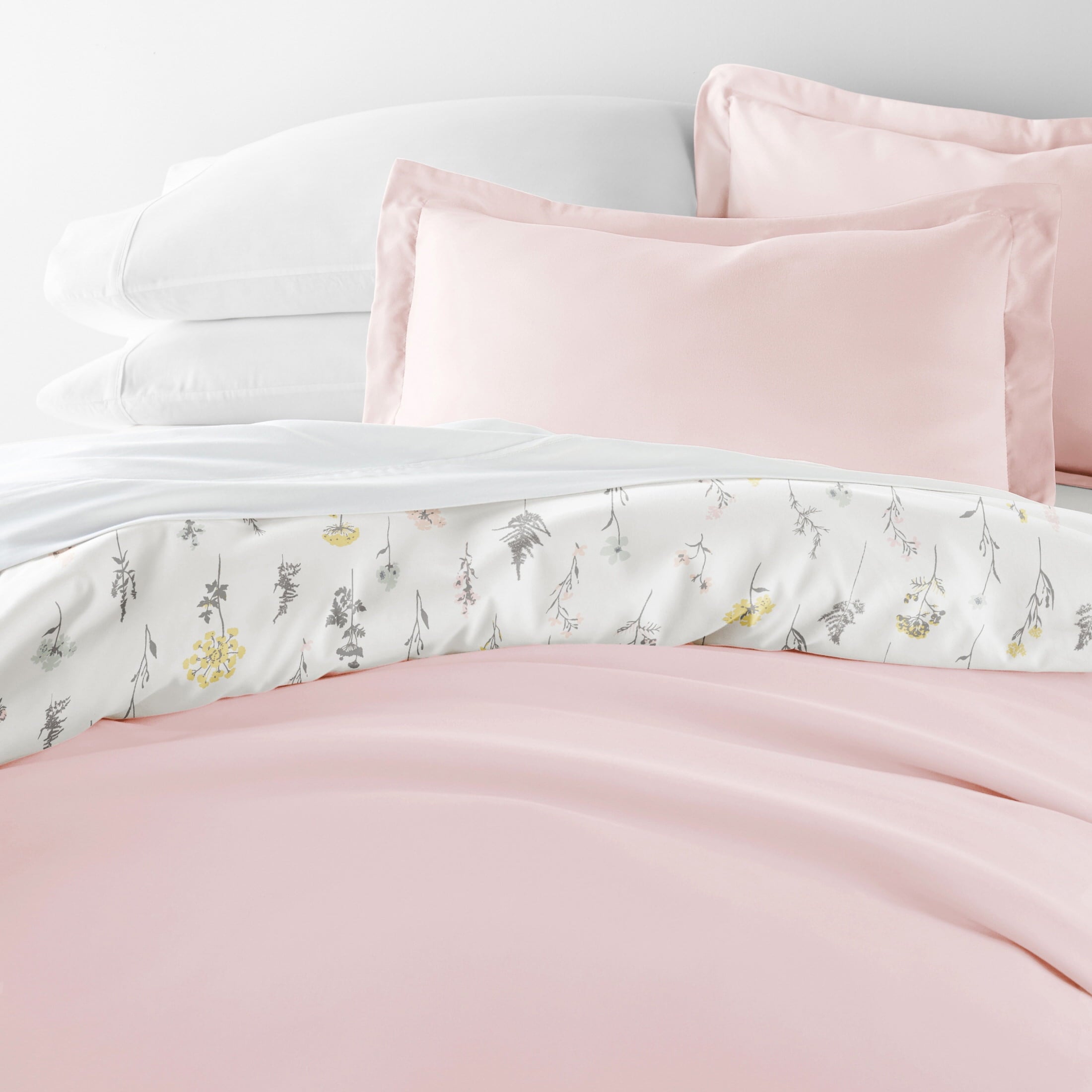 Duvet Cover Set - Ultra Soft & Breathable - Pink Farmhouse Wildflower for Twin Size Bedding by Comfort Canopy